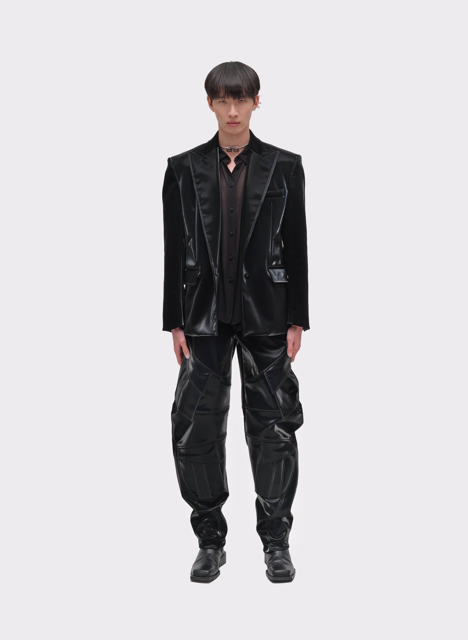 Reflective Single-Breasted Blazer