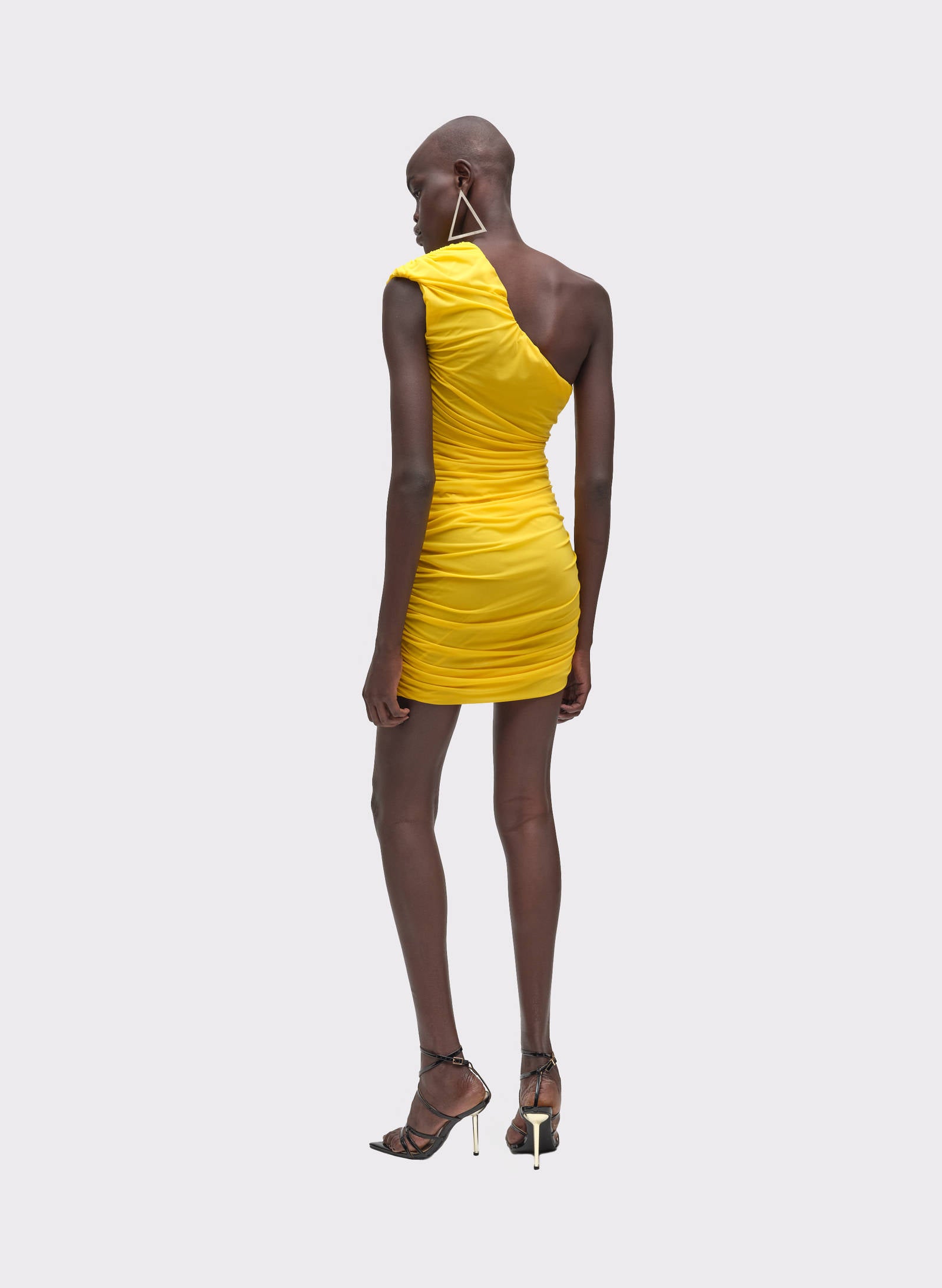 Byblos Metallic Edge Mini Dress in yellow - side view