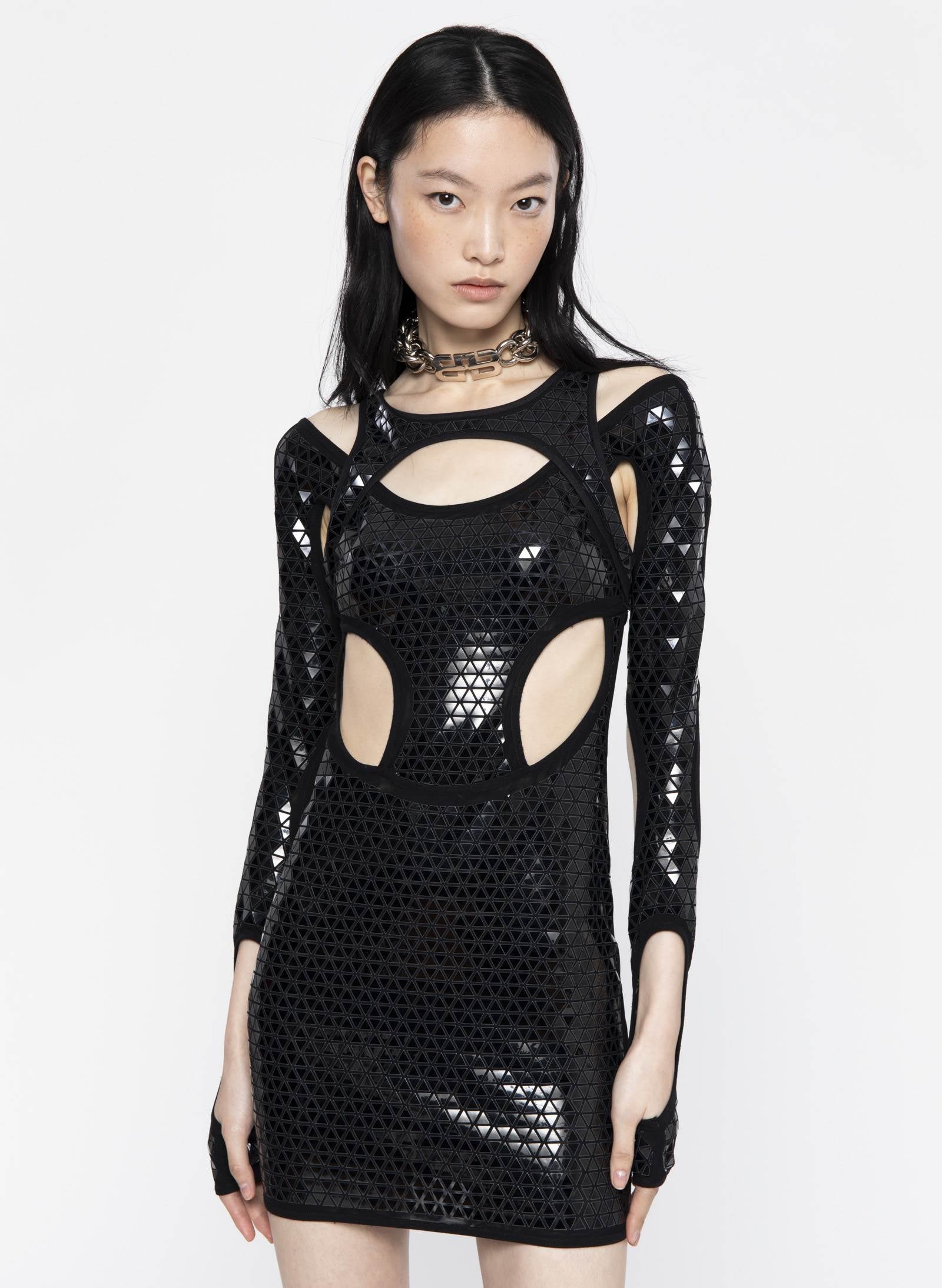 METAL TRIANGLES MINI DRESS