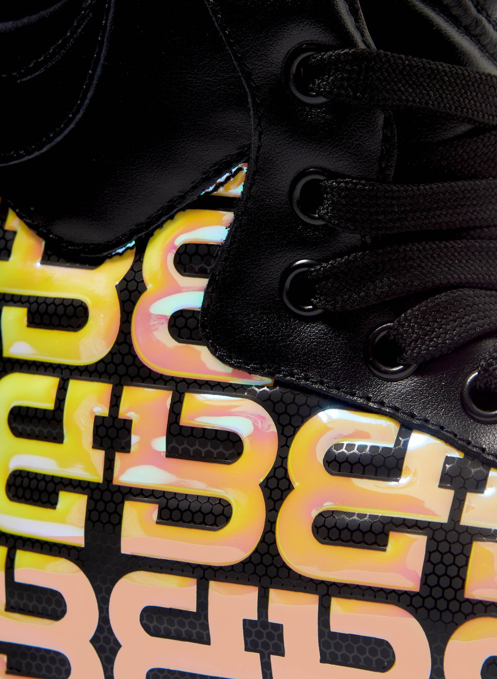 Byblos 3D Logo Iridescent Sneakers in yellow - back view