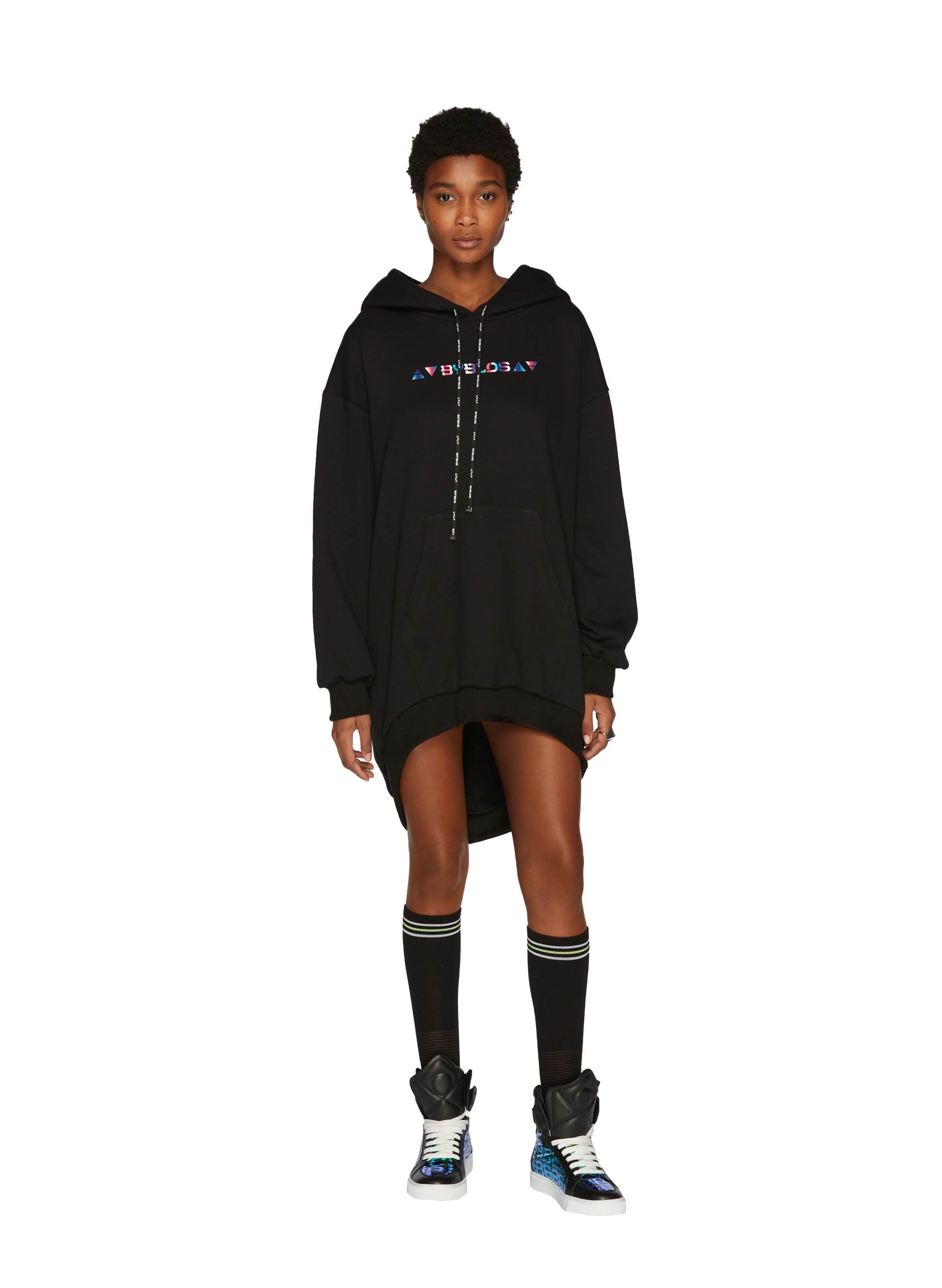 IRIDESCENT LOGO HOODIE DRESS