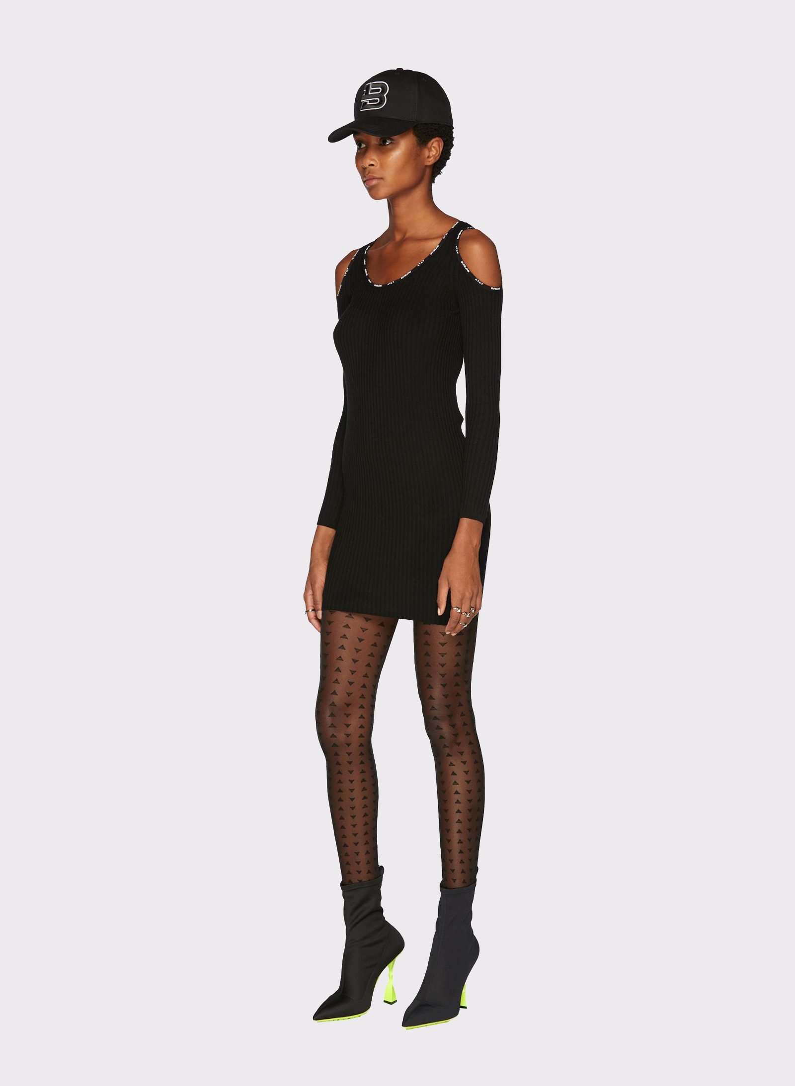 Byblos Knit Logo Dress in black - back view