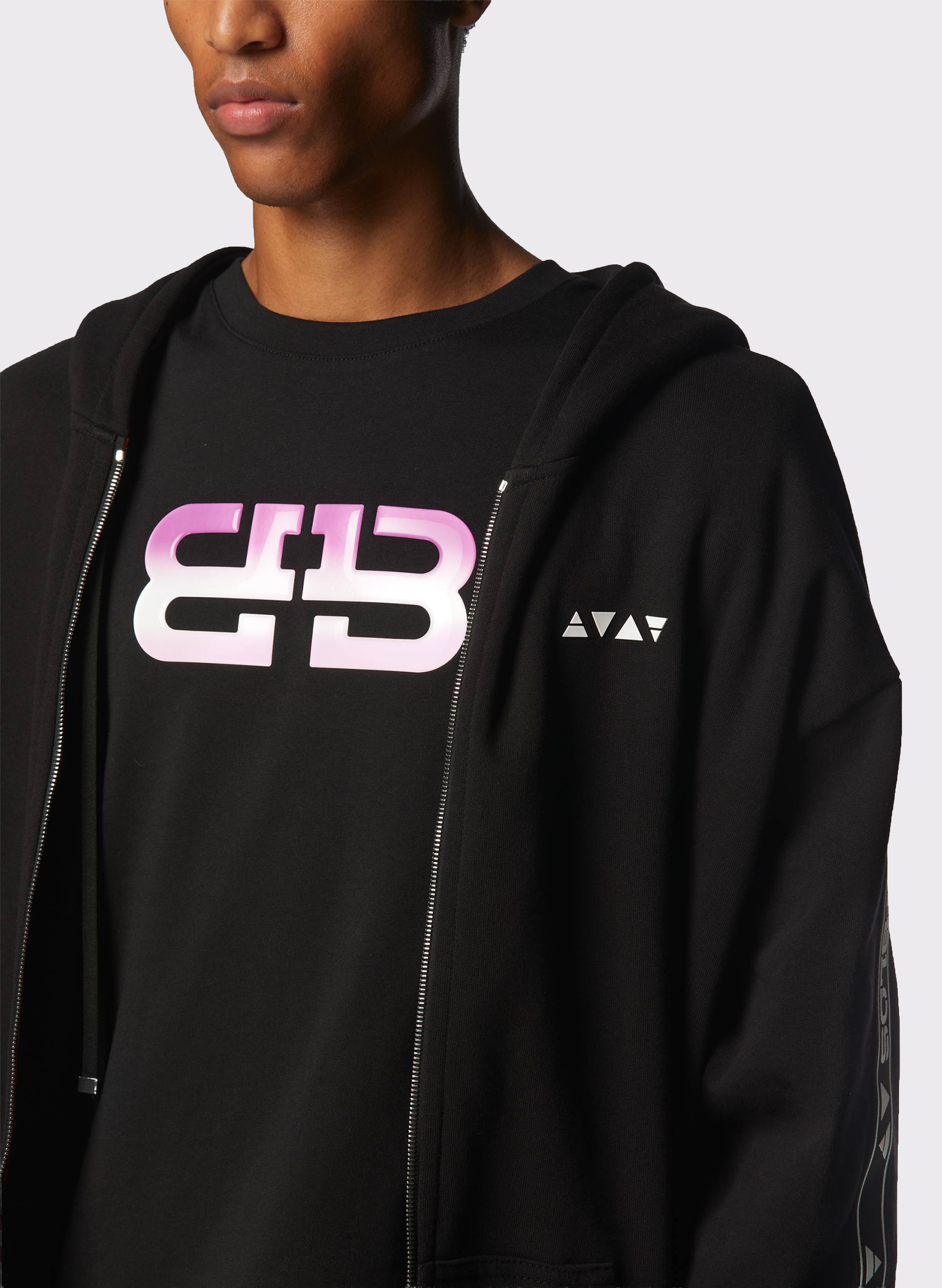 Byblos Oversized Cotton T-Shirt with BB Logo Print in black - back view