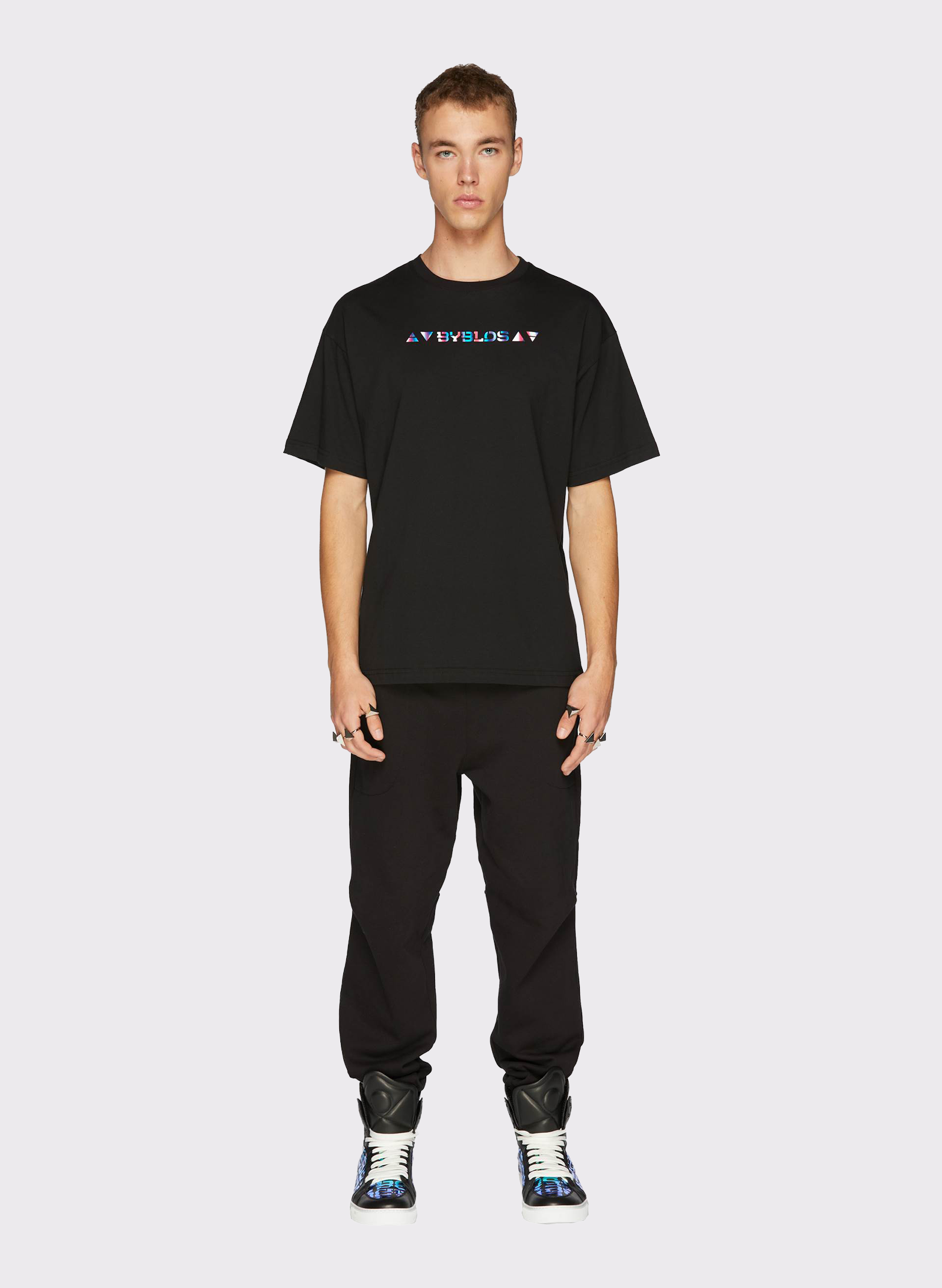 Byblos Lover Iridescent T-Shirt in black - front view
