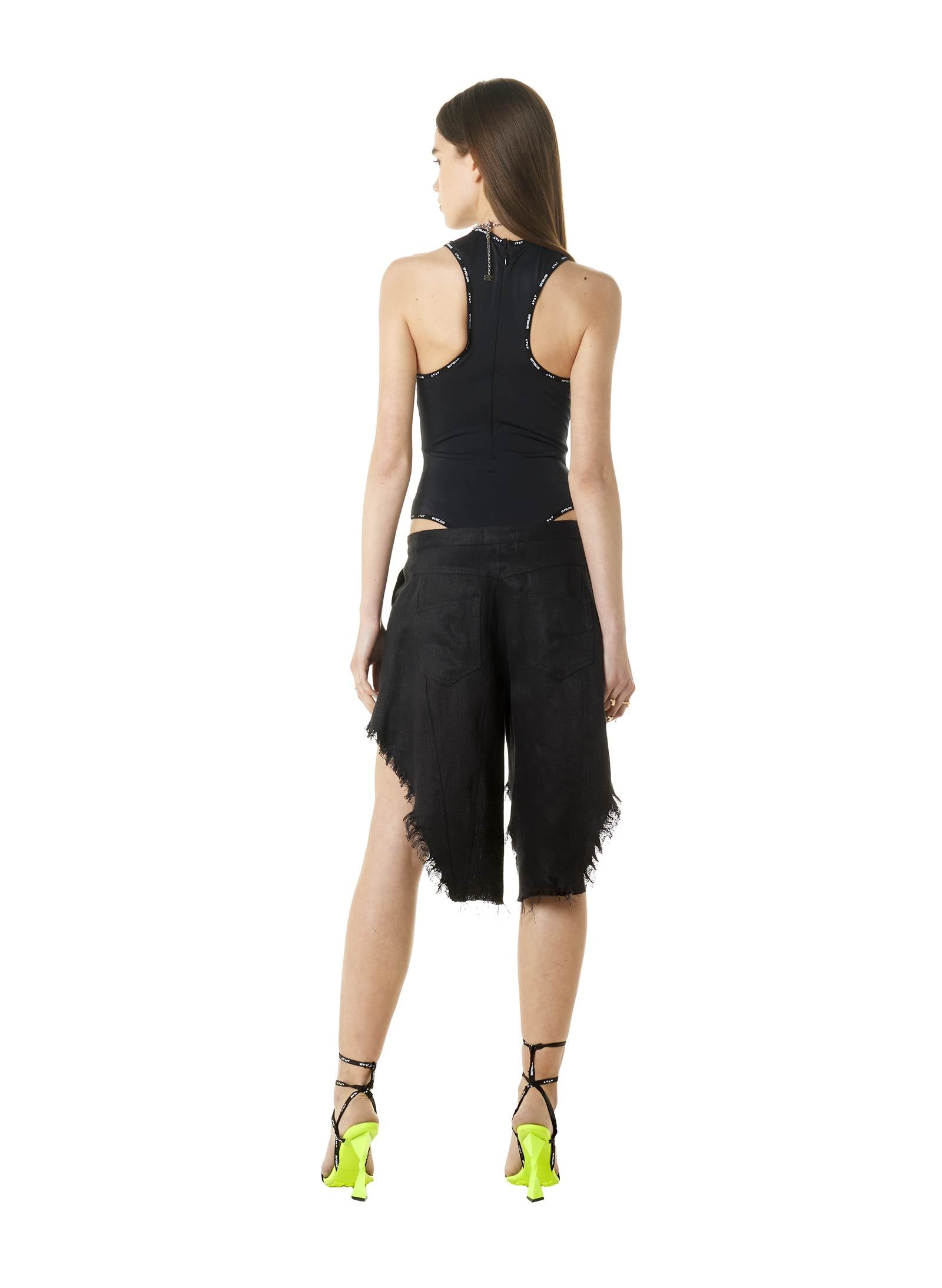 Byblos Fringed Black Shorts in black - styling view