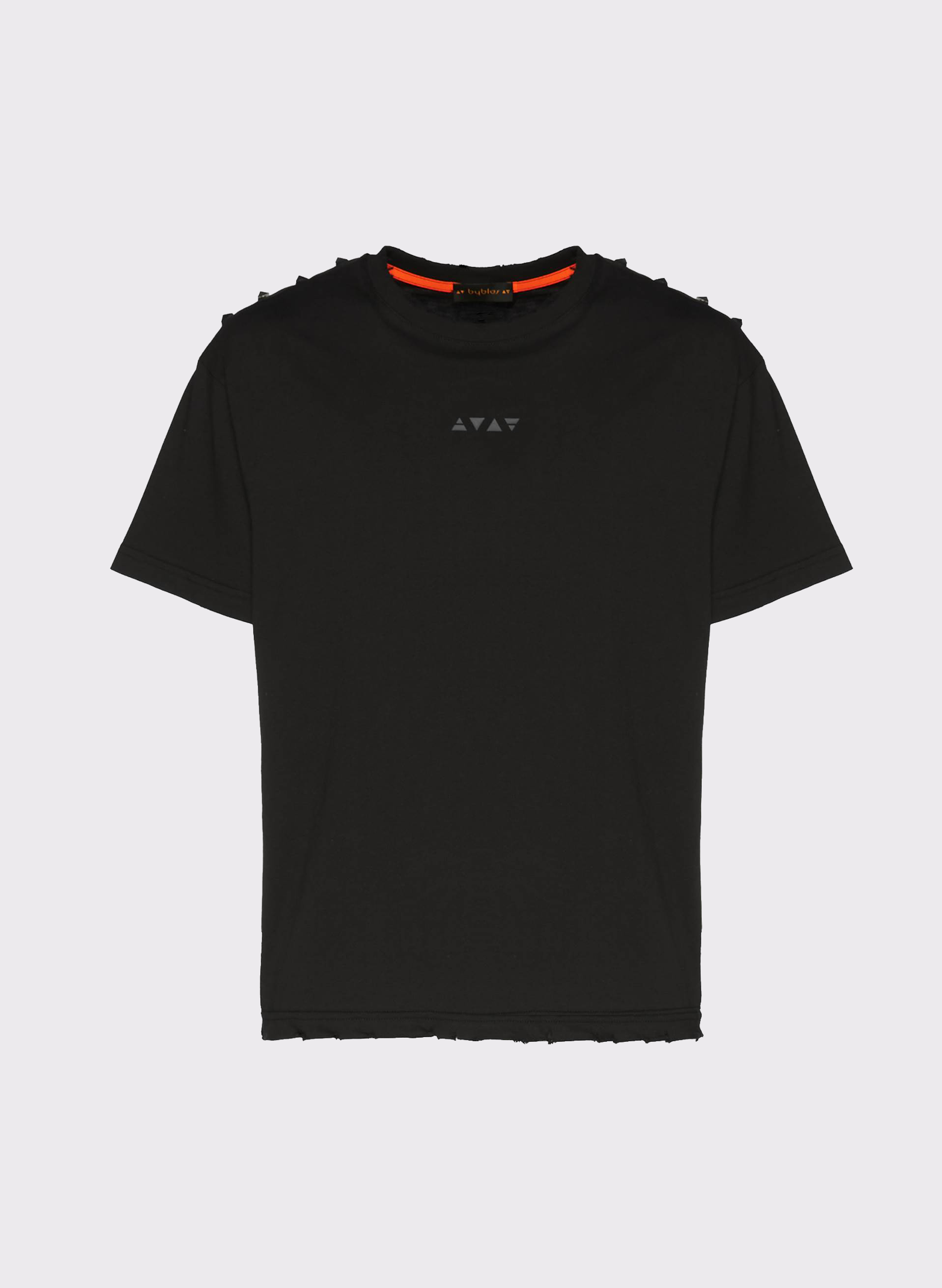 Byblos Studded Triangles T-Shirt in black - front view