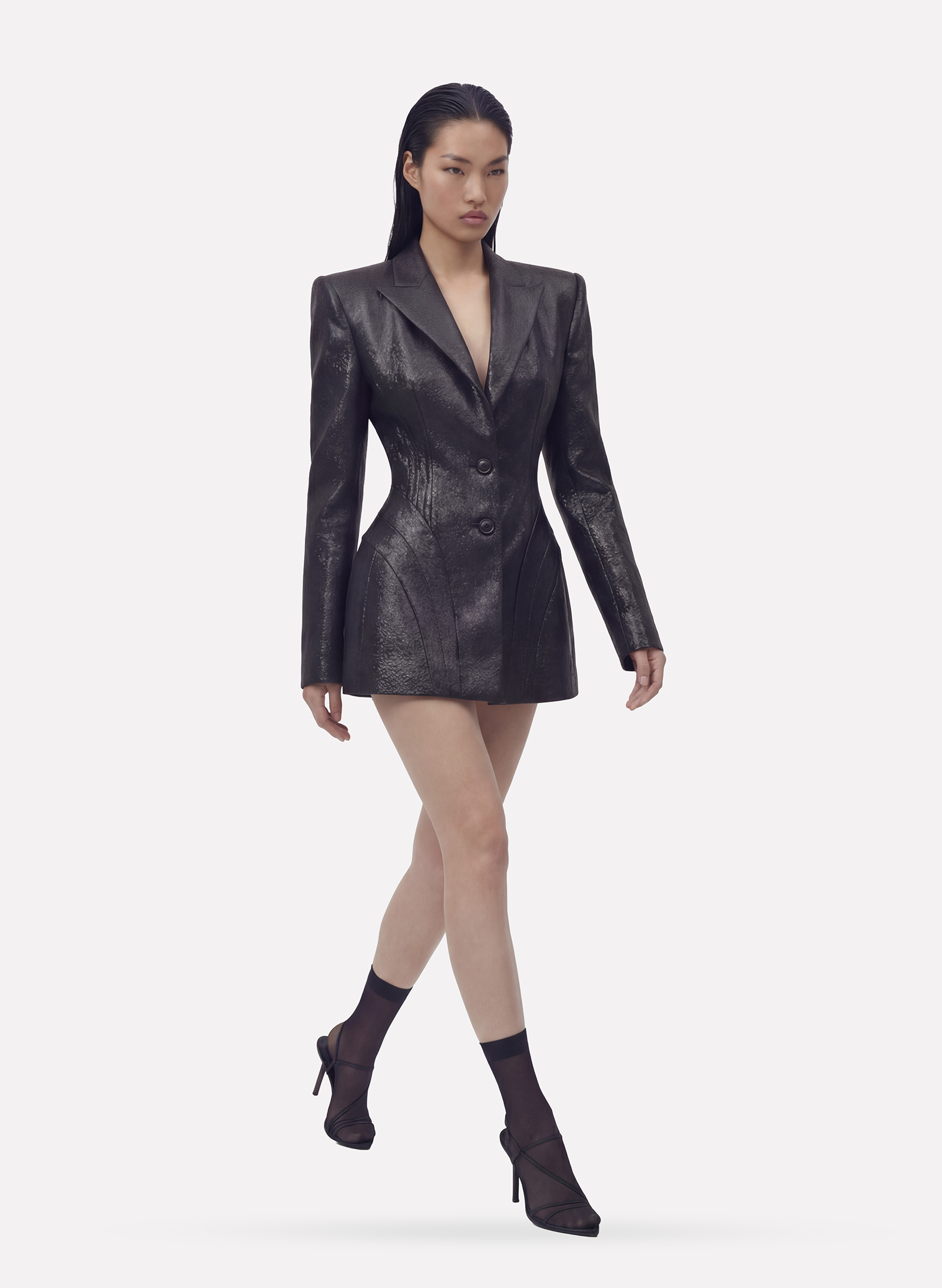 Byblos Sculpt Blazer Dress in black - back view