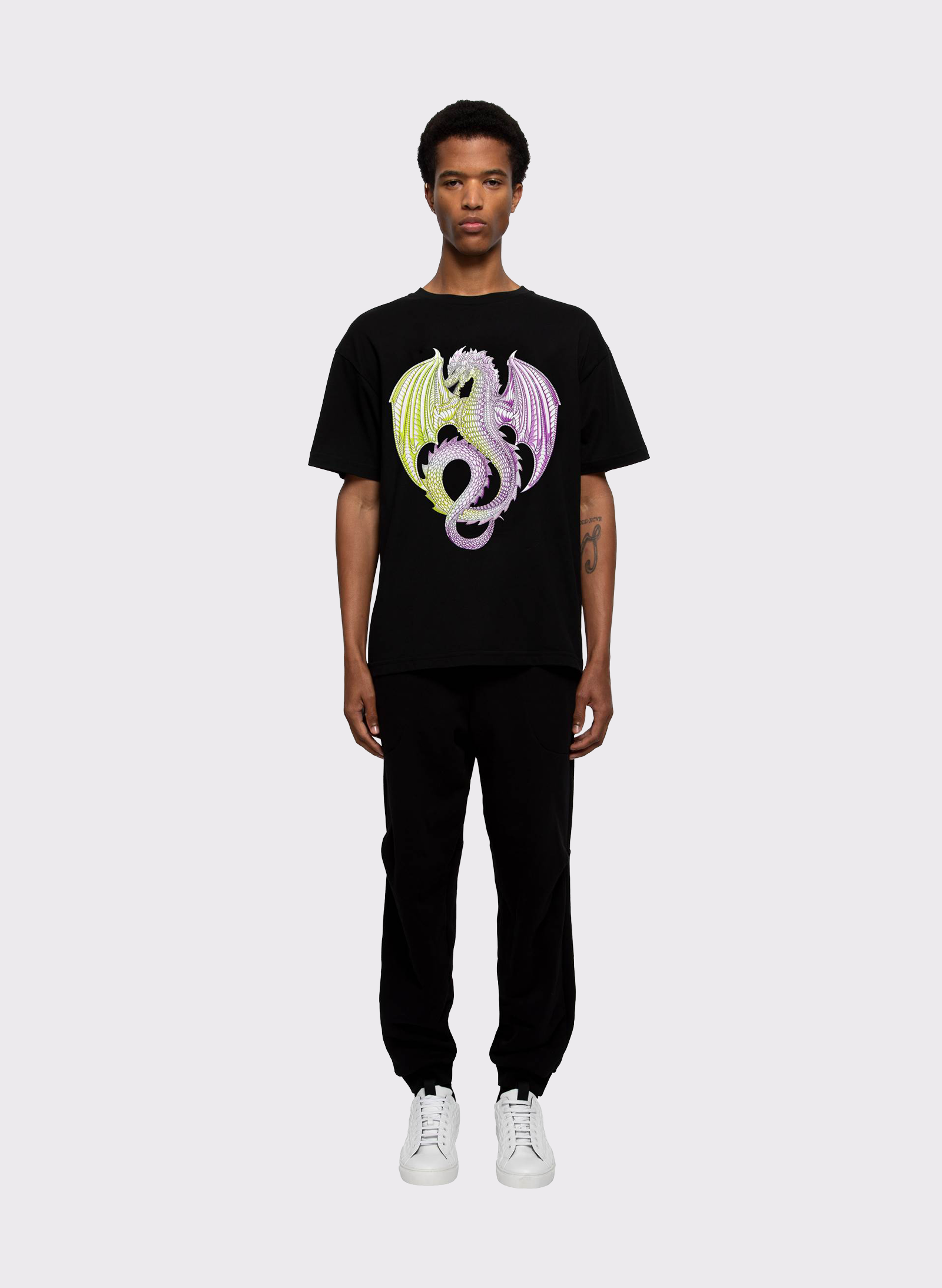 Byblos T-Shirt with Dragon Graphic Print in black - back view