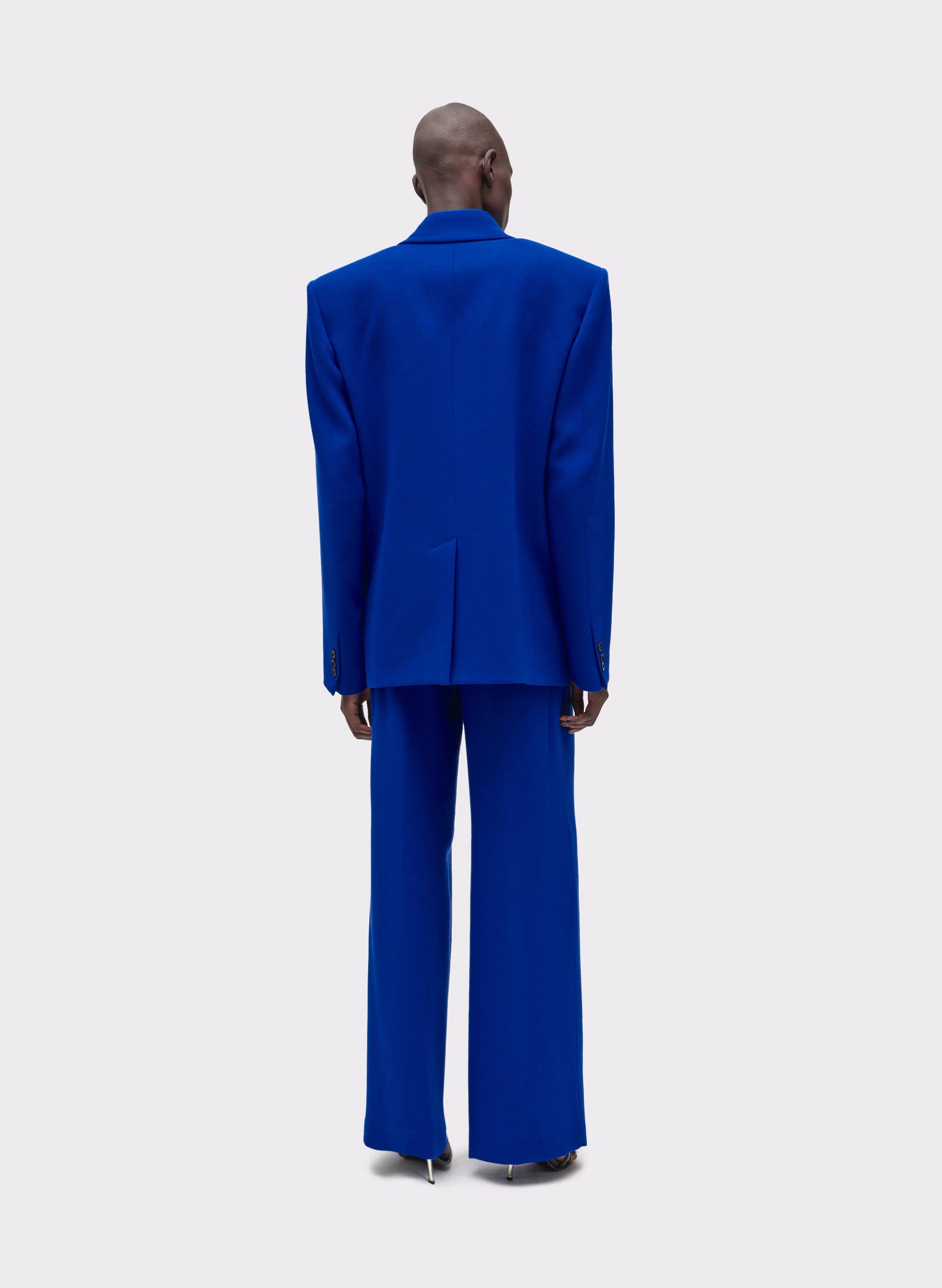 Byblos Wide-Leg Tailored Trousers in dark blue - side view