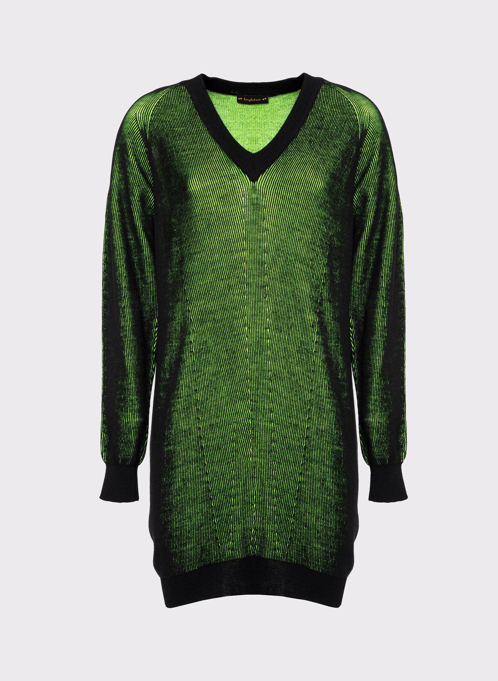Byblos Knit Lines Maxi Jumper in black - front view