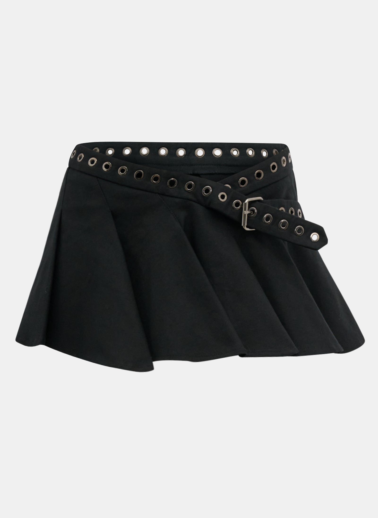 Belted Mini Pleated Skirt