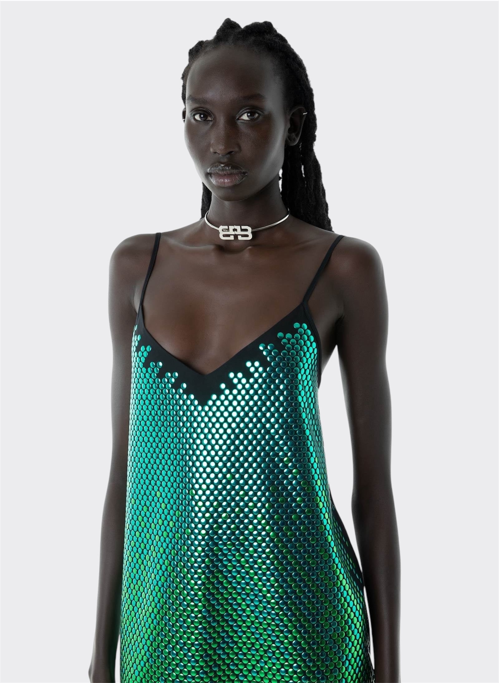 Green Studs Mini Dress