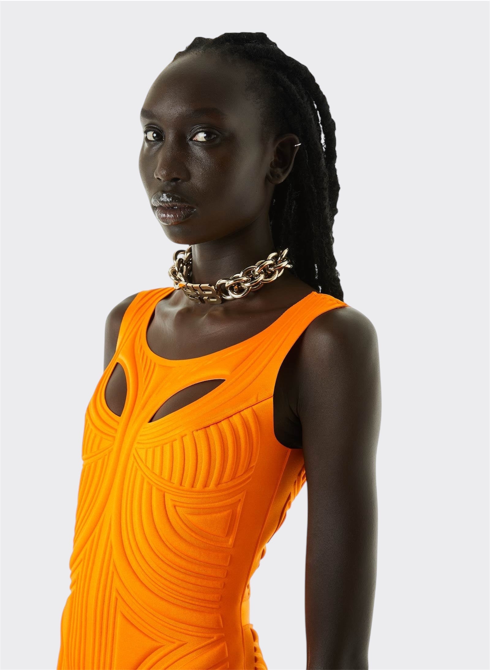 Orange Thermo Impressed Dress