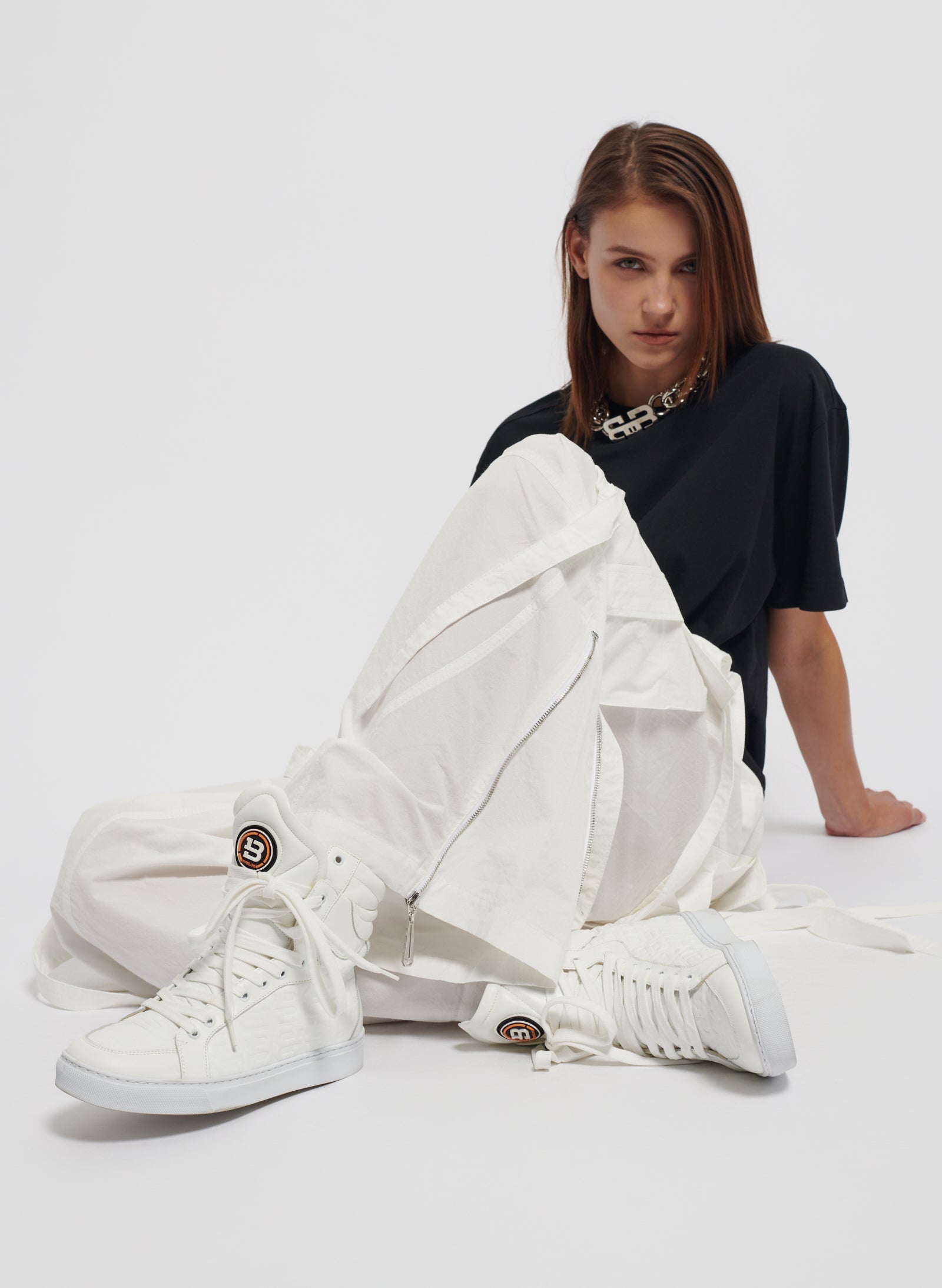 3D Logo White Sneakers Woman