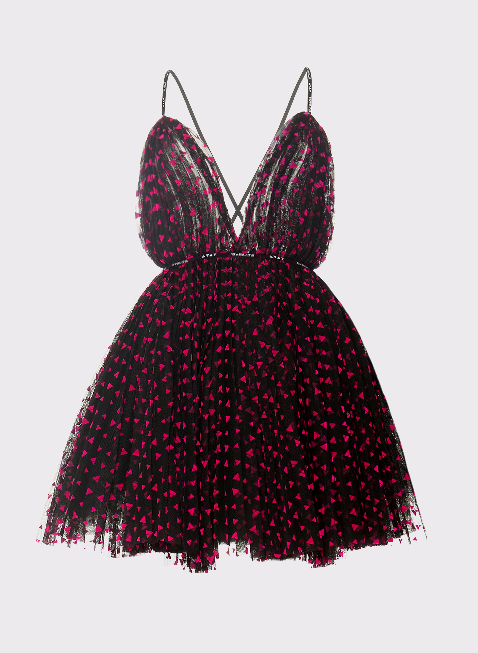 Byblos Ballerina Dress in black and fuchsia - front view