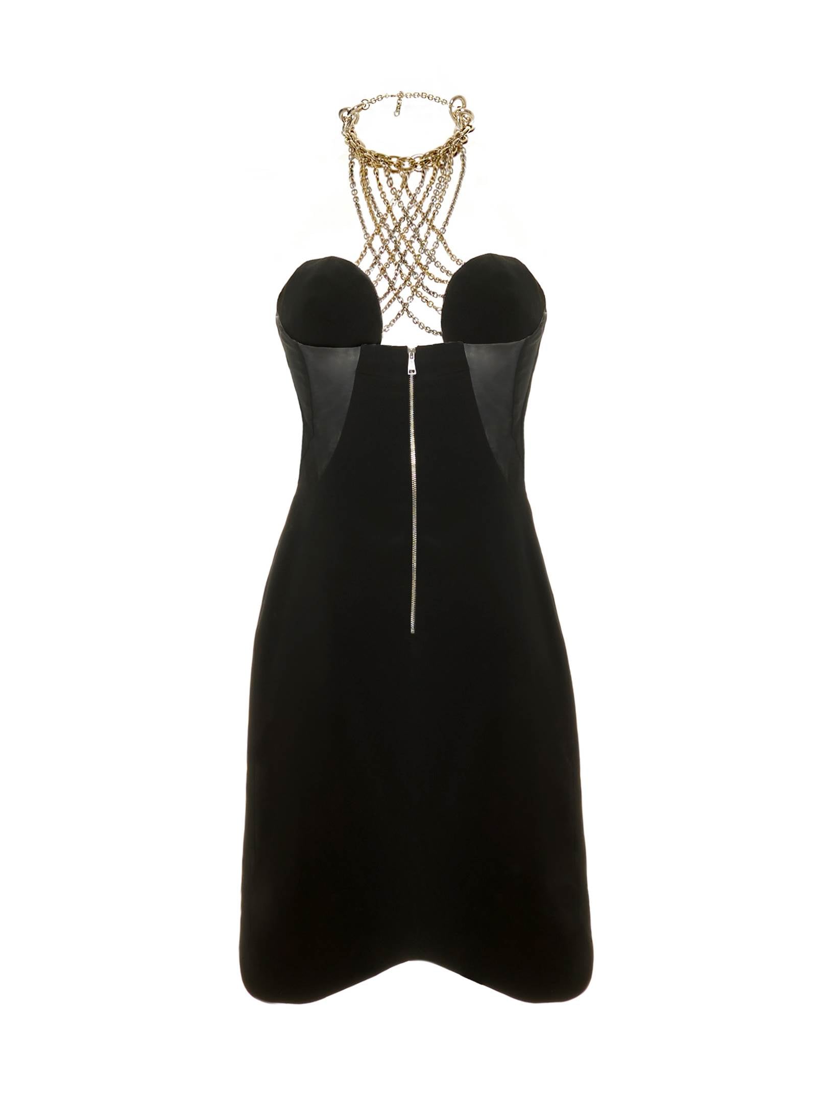ASYMMETRIC MINI-DRESS WITH CHAINS
