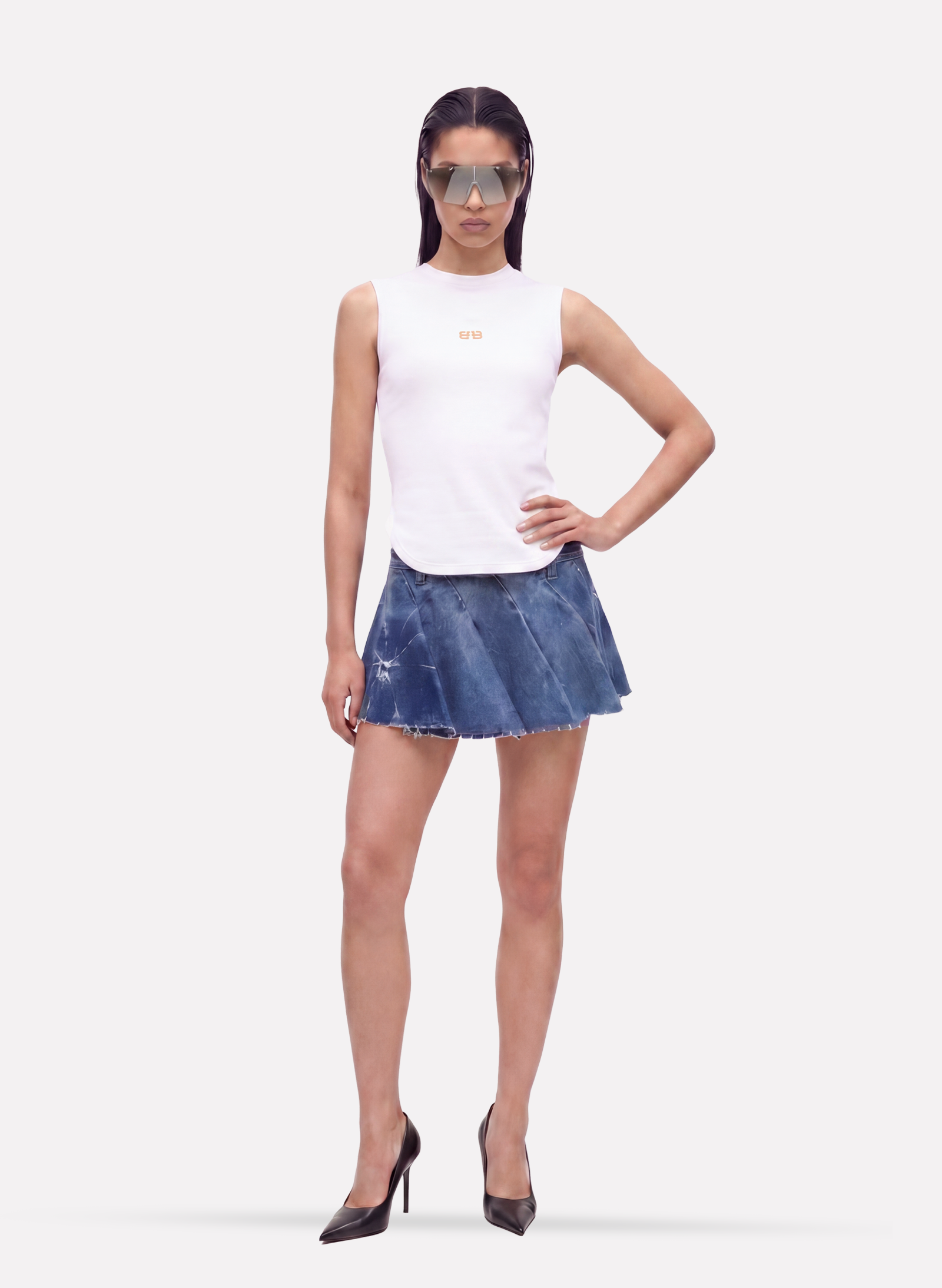 Byblos Nebula Mini Skirt in denim blue