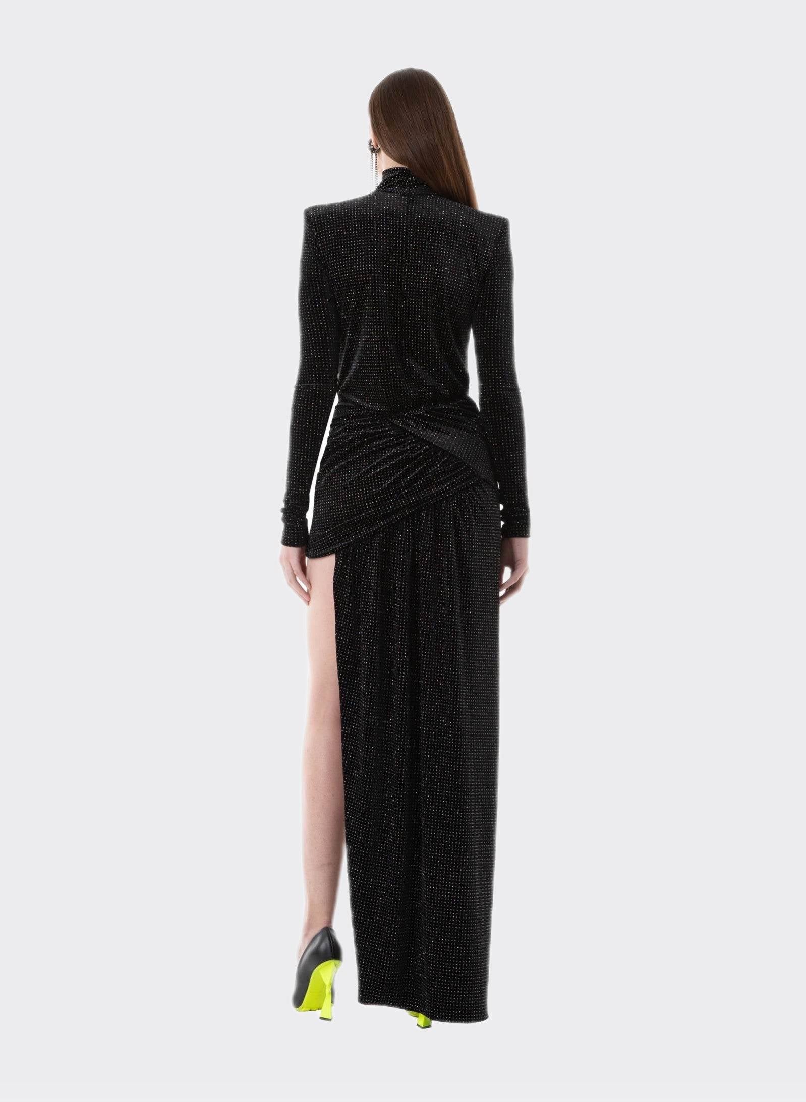 Byblos Black Lurex Velvet Dress in black - side view
