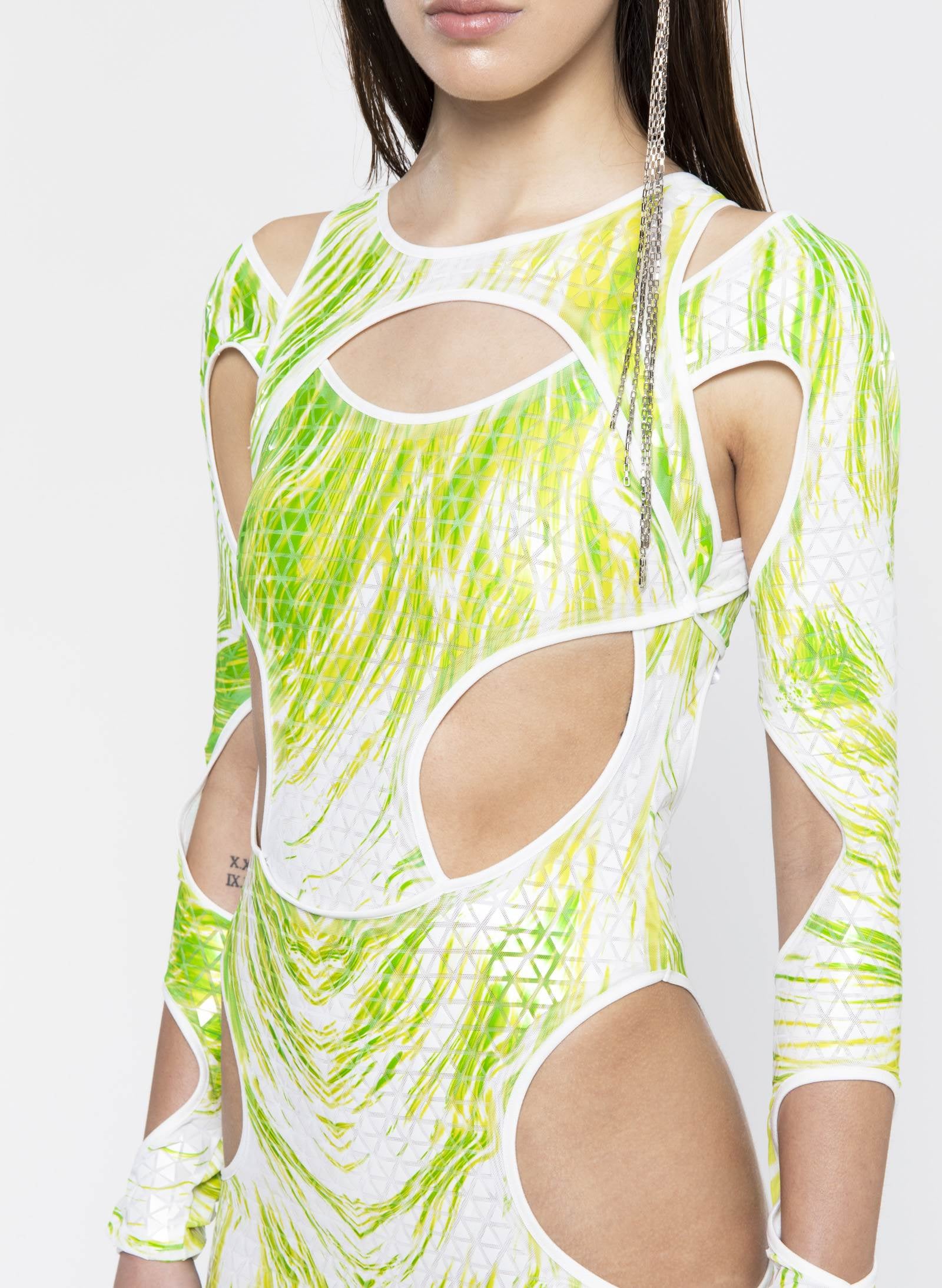 GREEN/LIME CUT OUT MINI DRESS