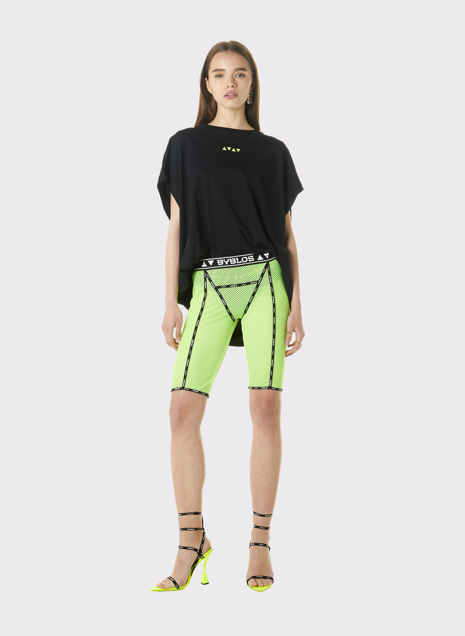 Byblos Biker Short Pant in lime - back view