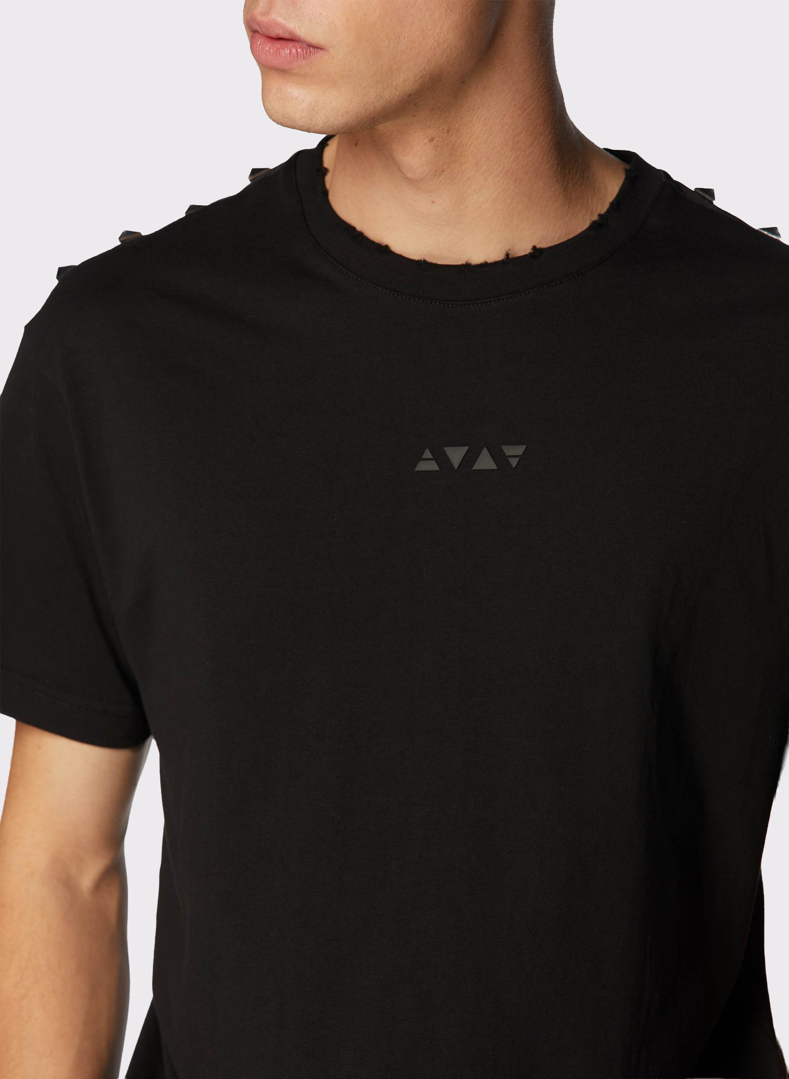 Byblos Studded Triangles T-Shirt in black - back view