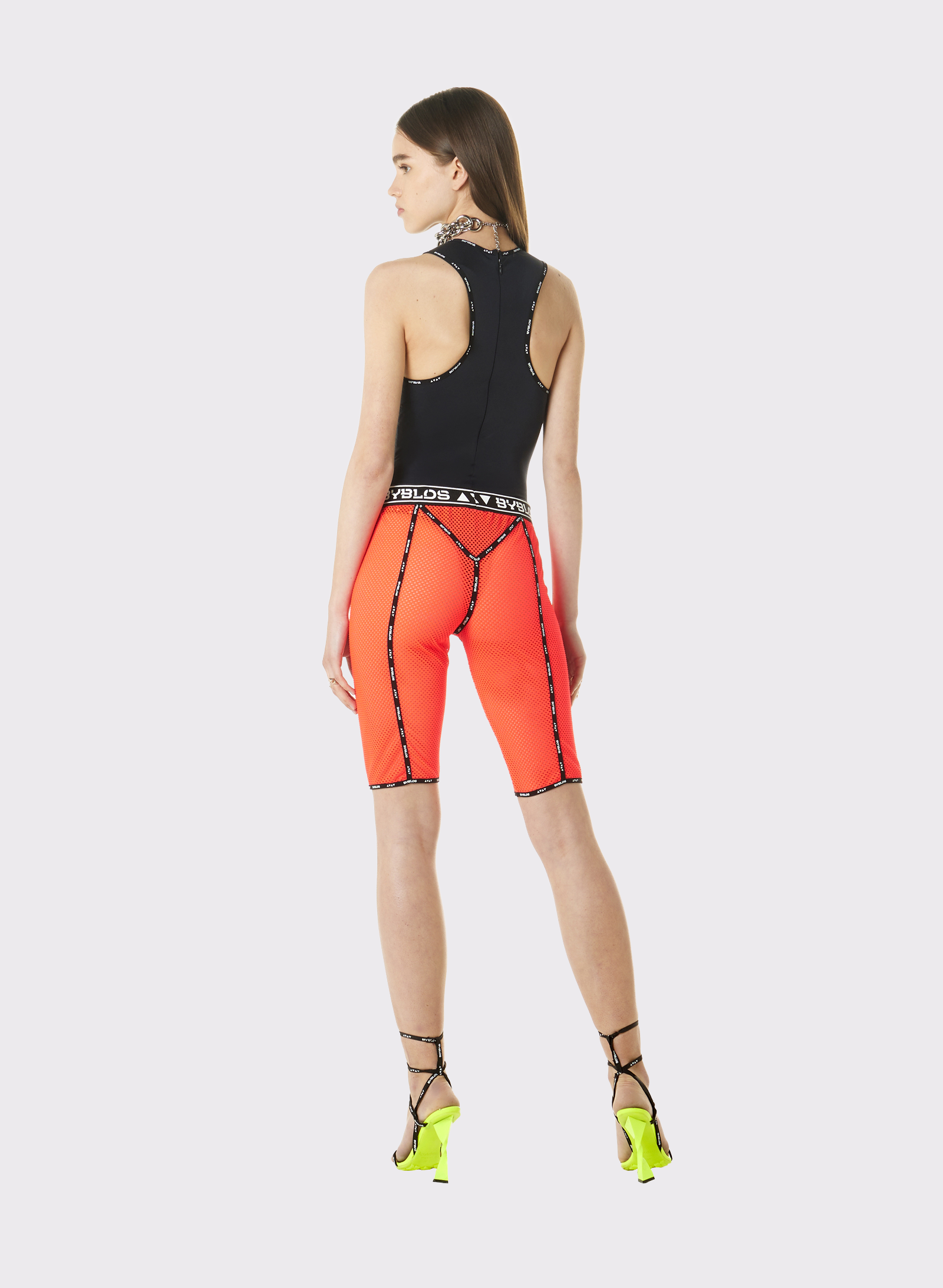 Byblos Biker Short Pant in orange - back view
