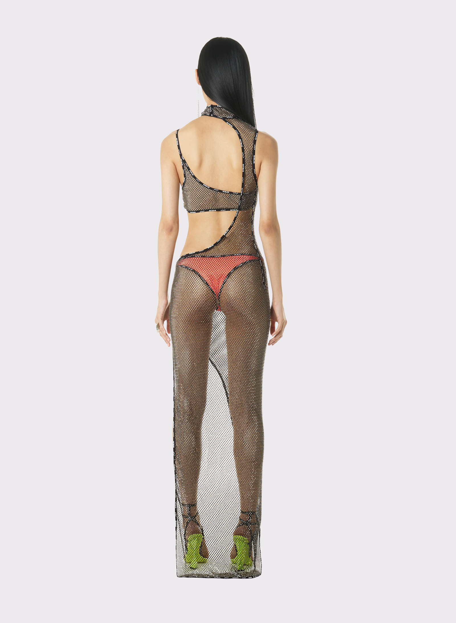 Byblos Strass Collar Dress in black - back view