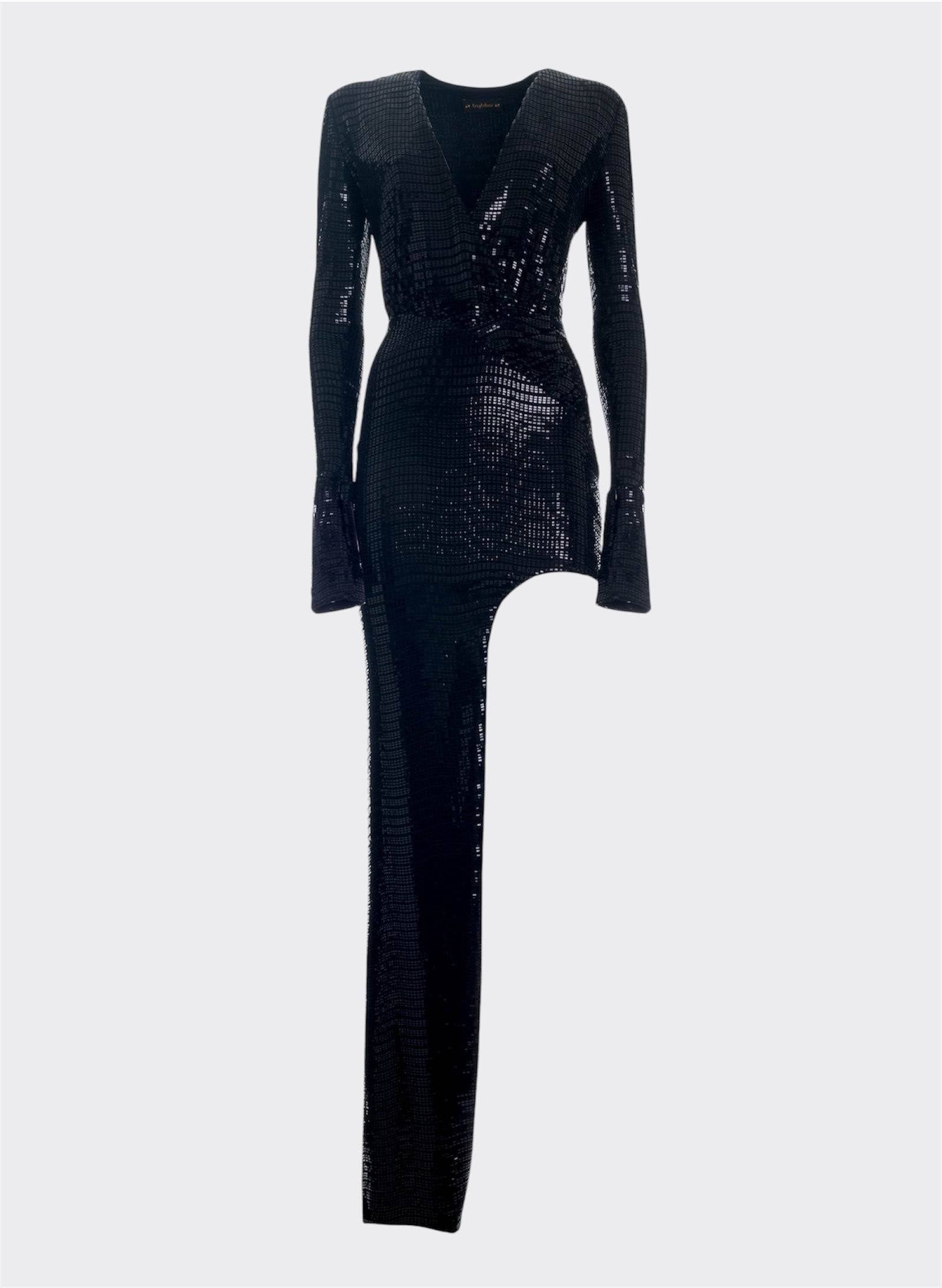 Black Techno Paillettes Dress