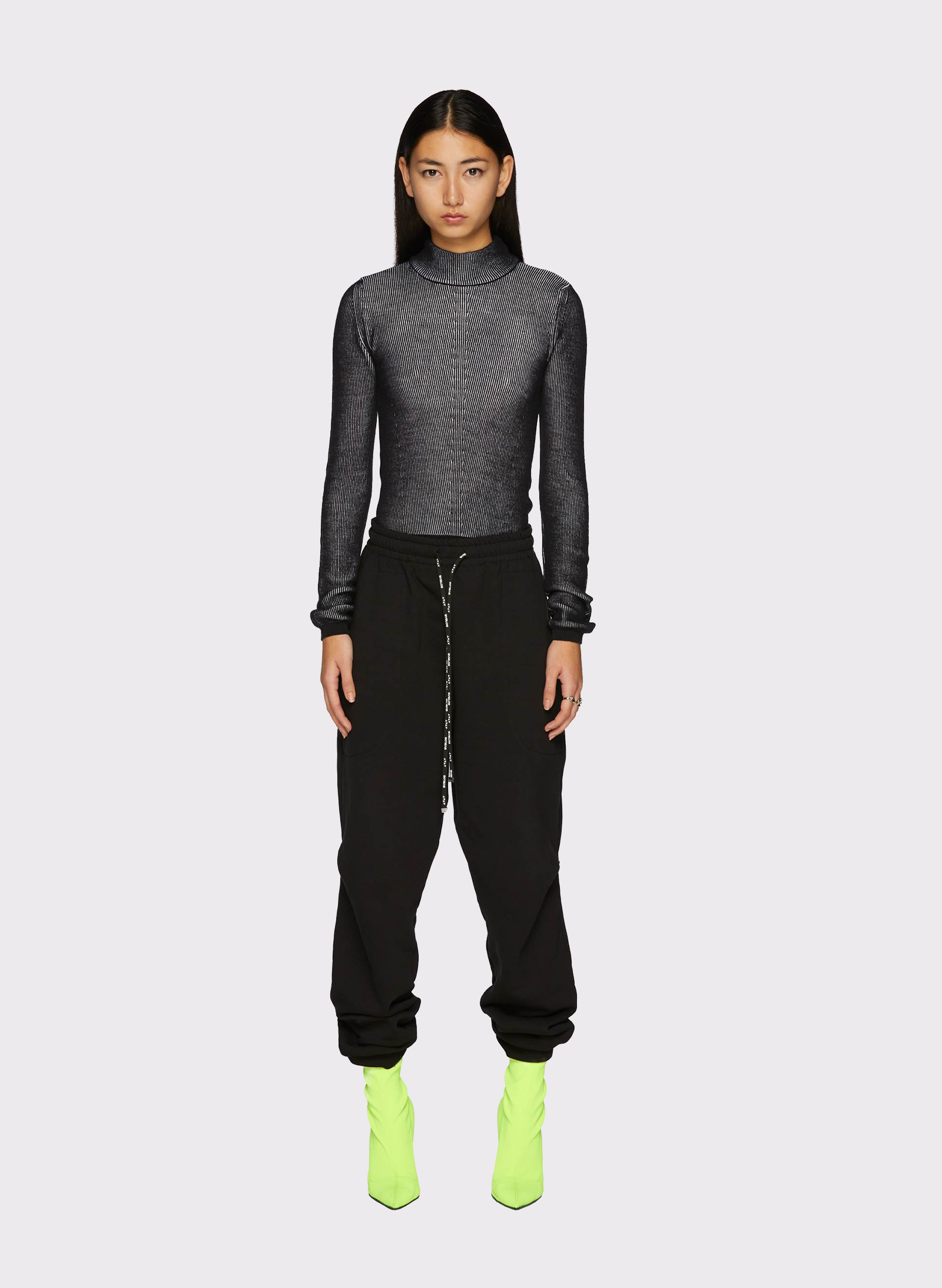 Byblos Knit Lines Crop Top in black - back view