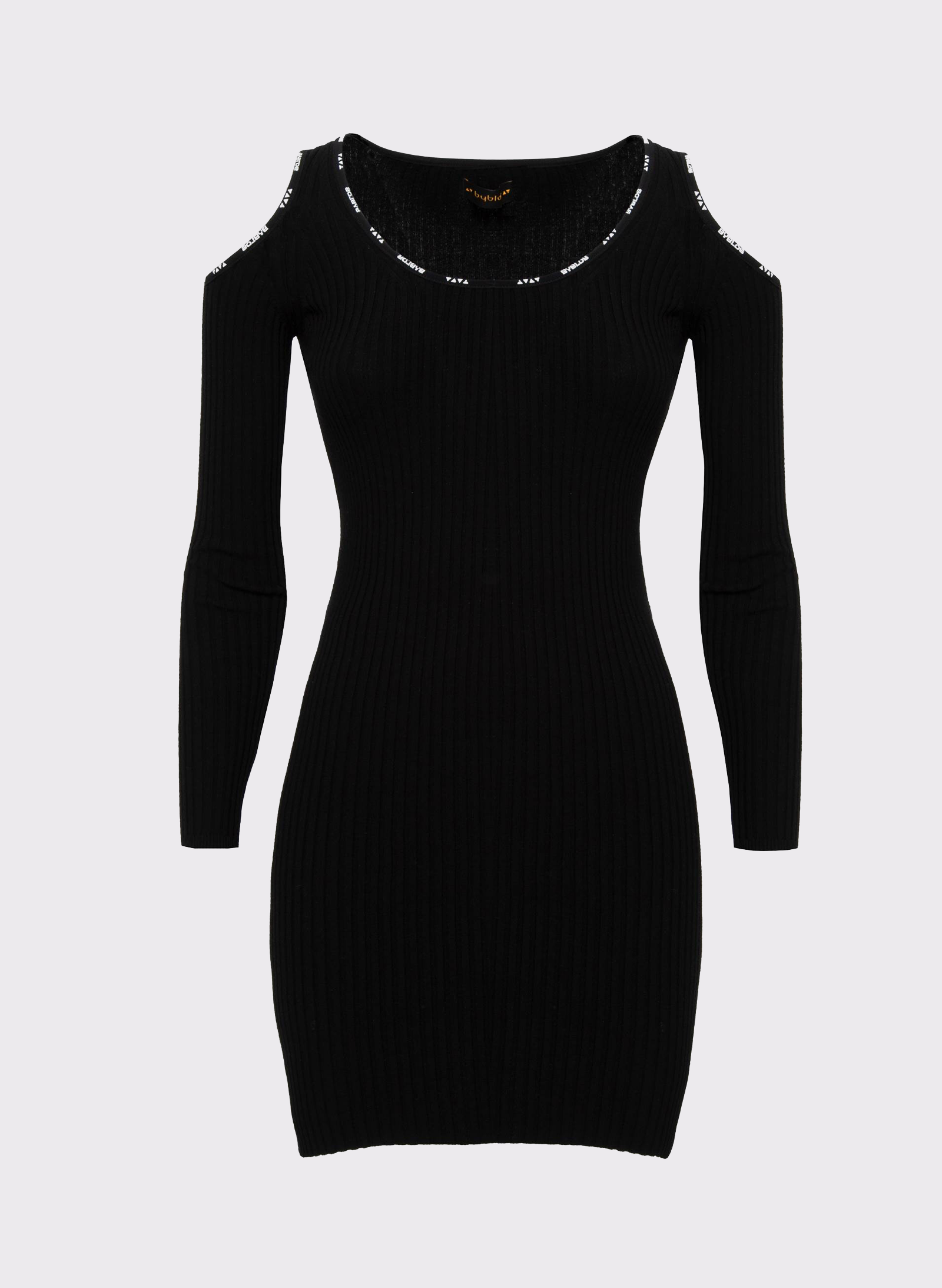 Byblos Knit Logo Dress in black - front view