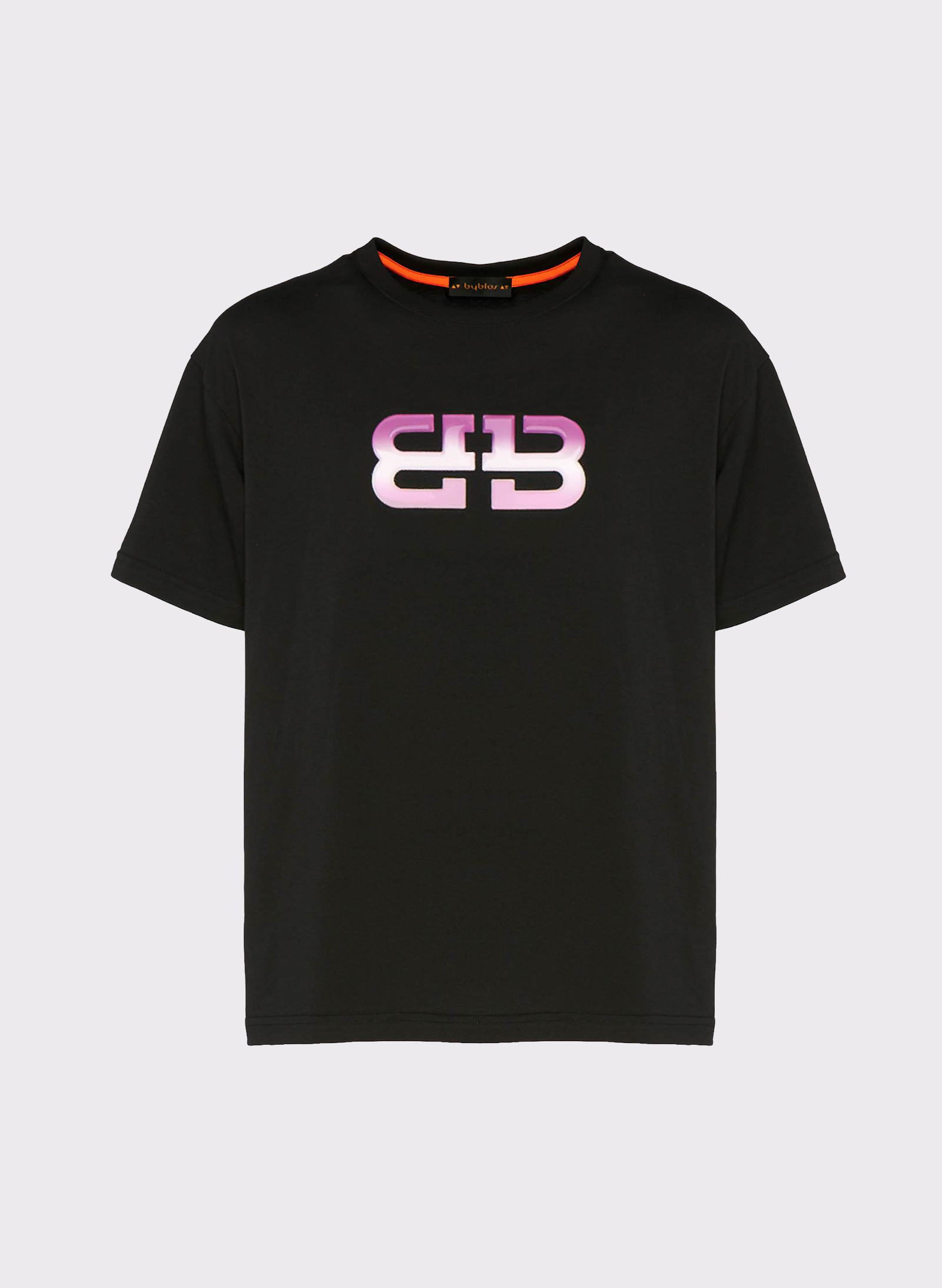 Byblos Oversized Cotton T-Shirt with BB Logo Print in black - front view