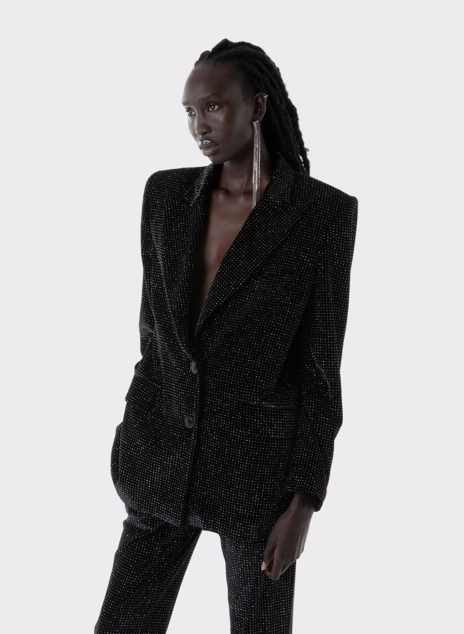 Black Sparkly Velvet Blazer