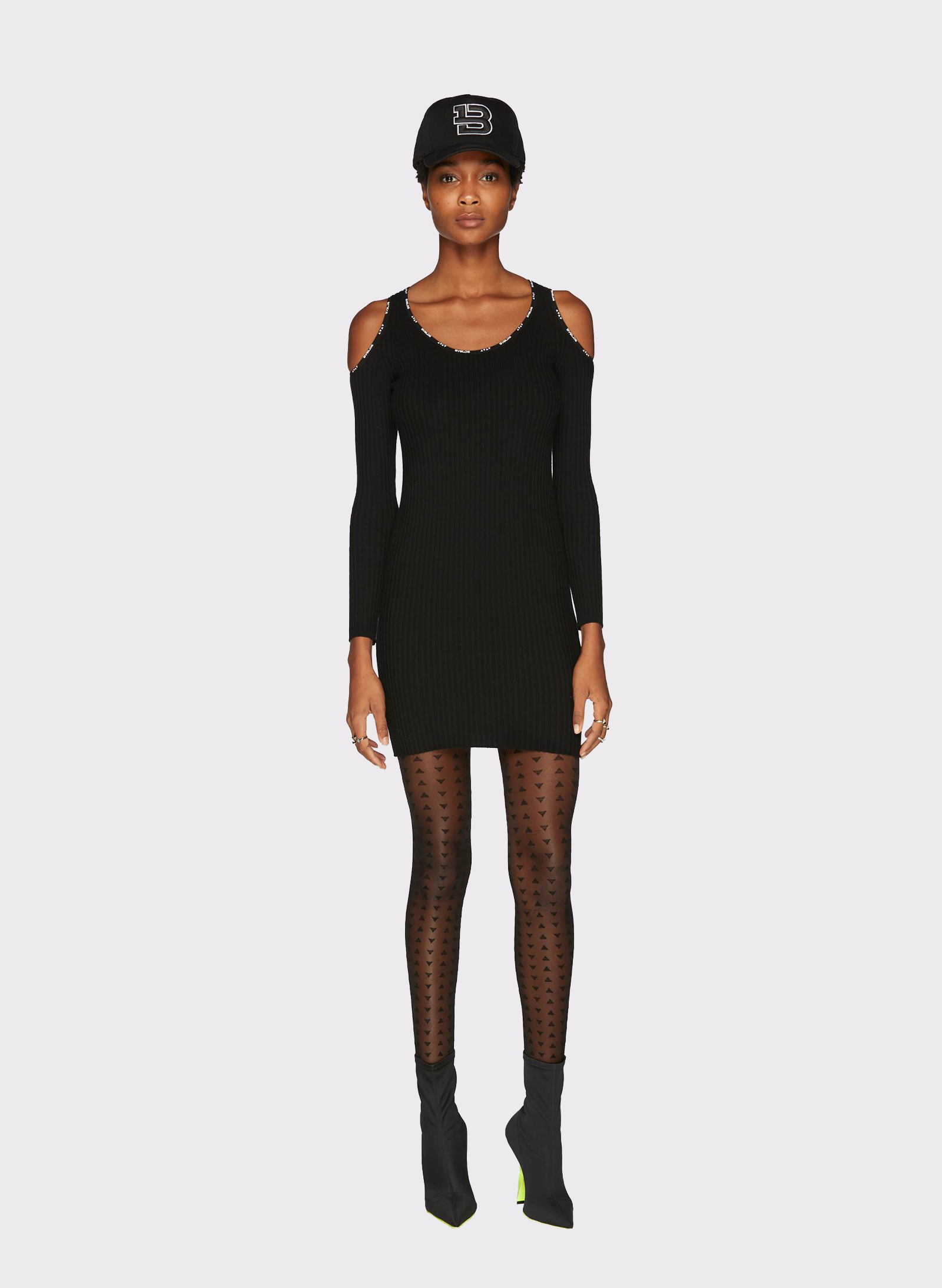 Byblos Knit Logo Dress in black - side view