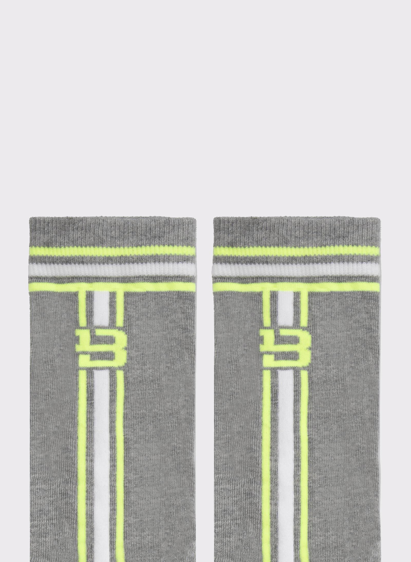 Byblos Cotton Striped Socks in melange gray - side view