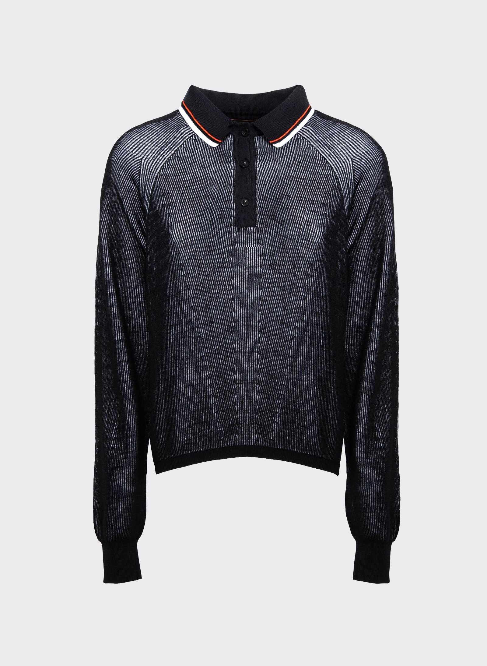 Byblos Knit Lines Maxi Polo in black - front view