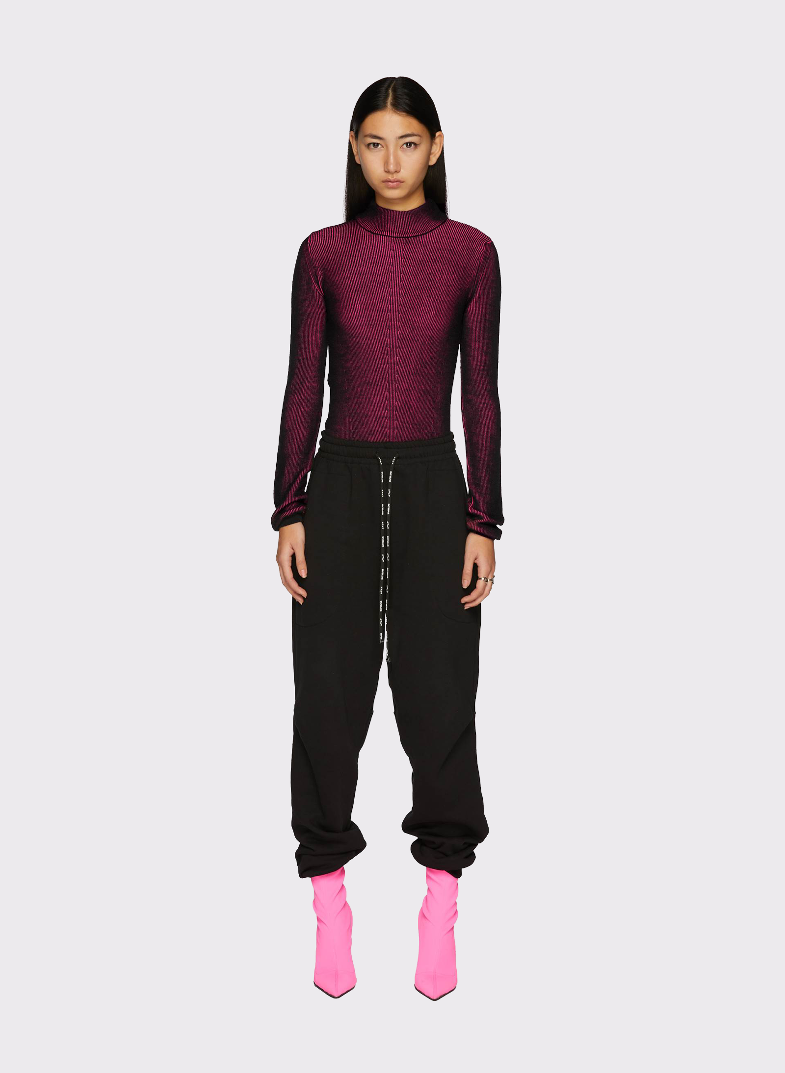 Byblos Knit Lines Crop Top in black - back view