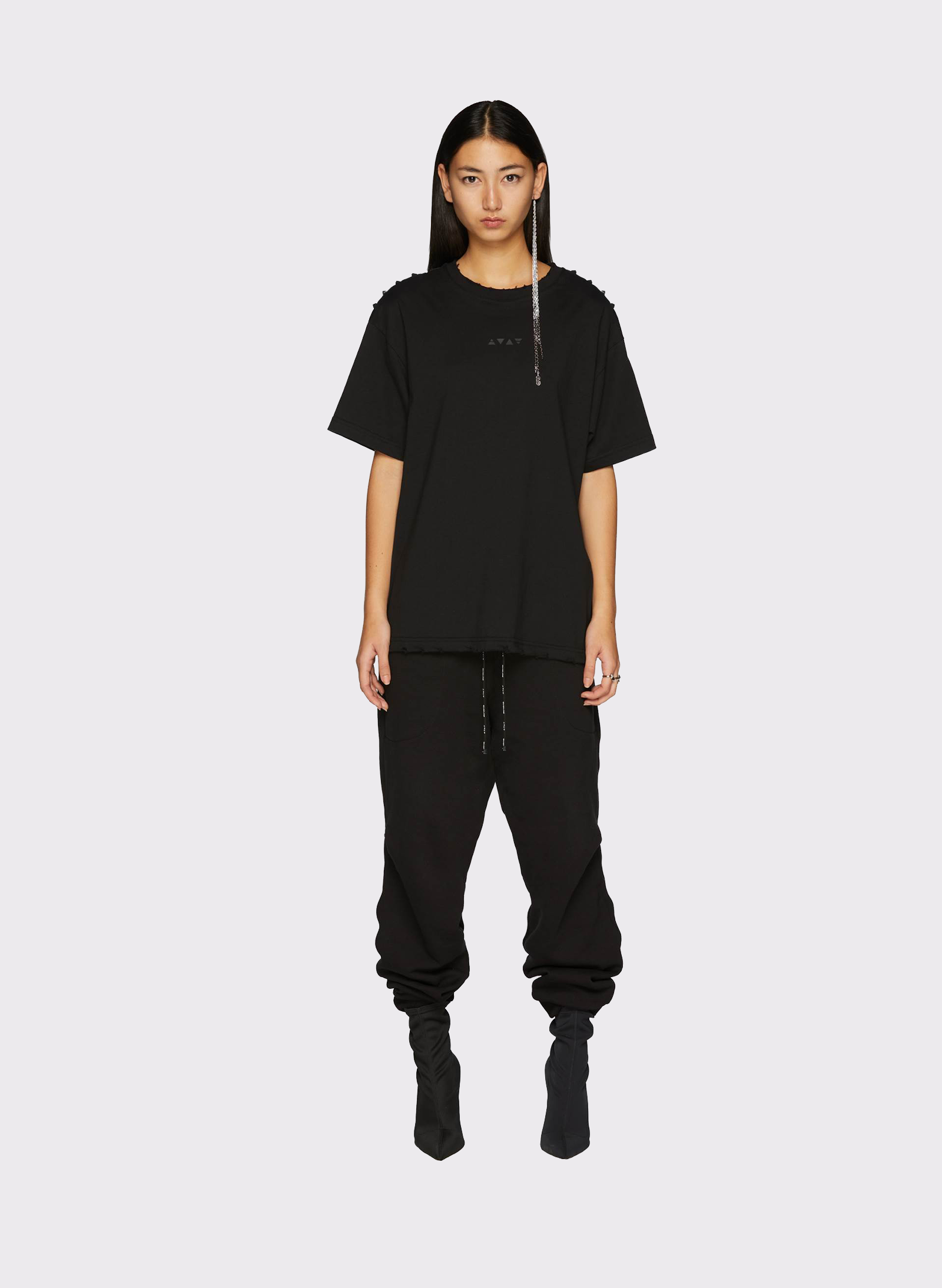 Byblos Studded Triangles T-Shirt in black - back view