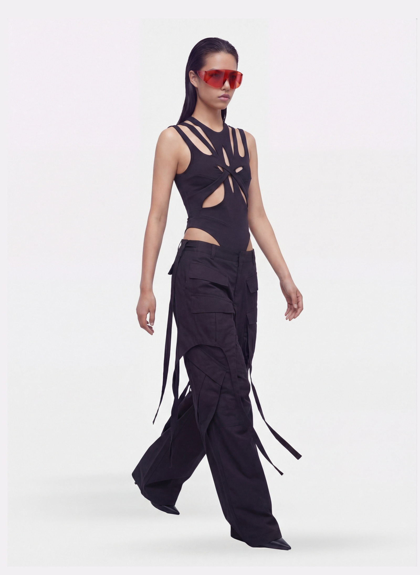 Byblos Multi Pocket Cargo Pants in black - side view