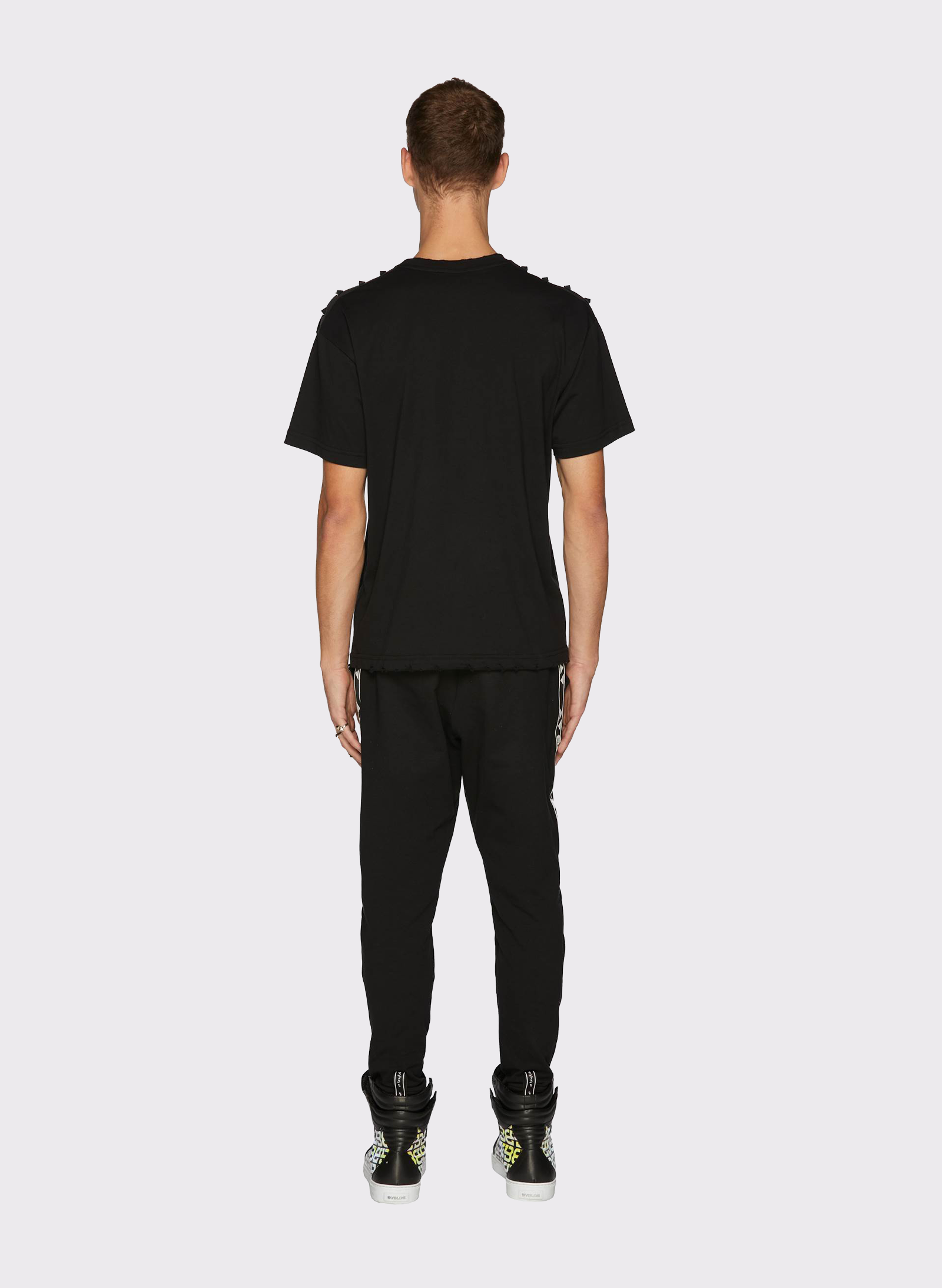 Byblos Studded Triangles T-Shirt in black - side view