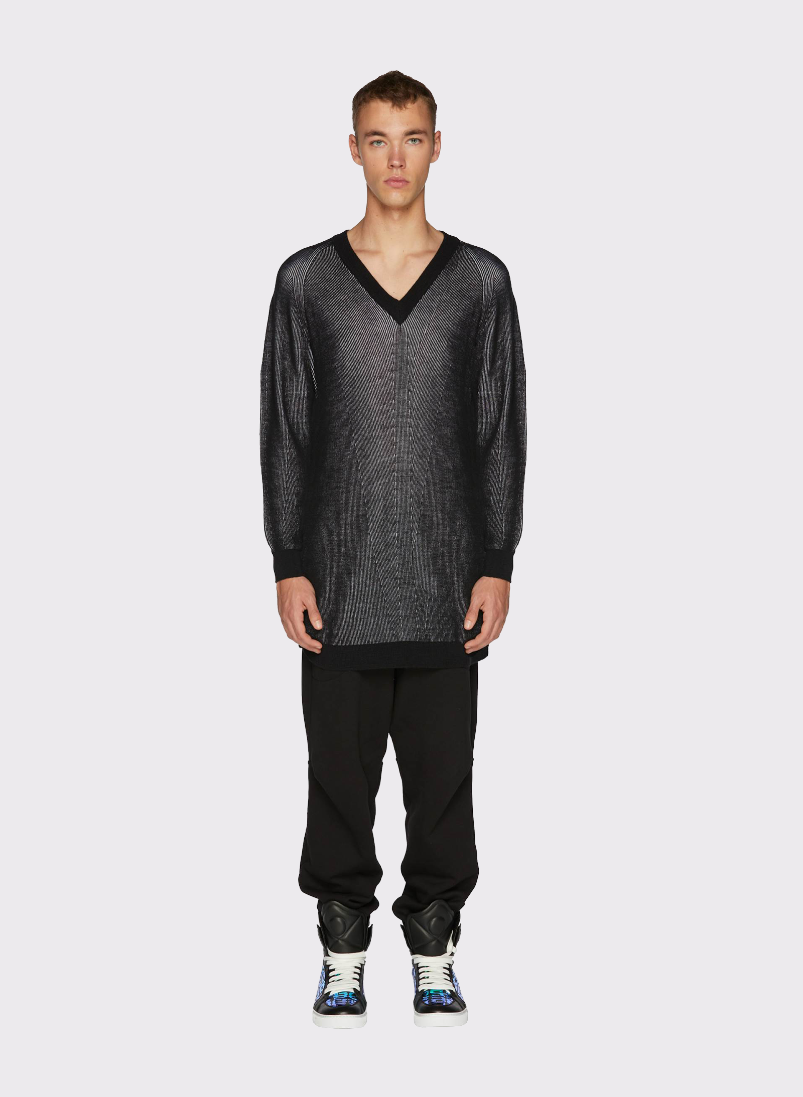 Byblos Knit Lines Maxi Jumper in black - back view