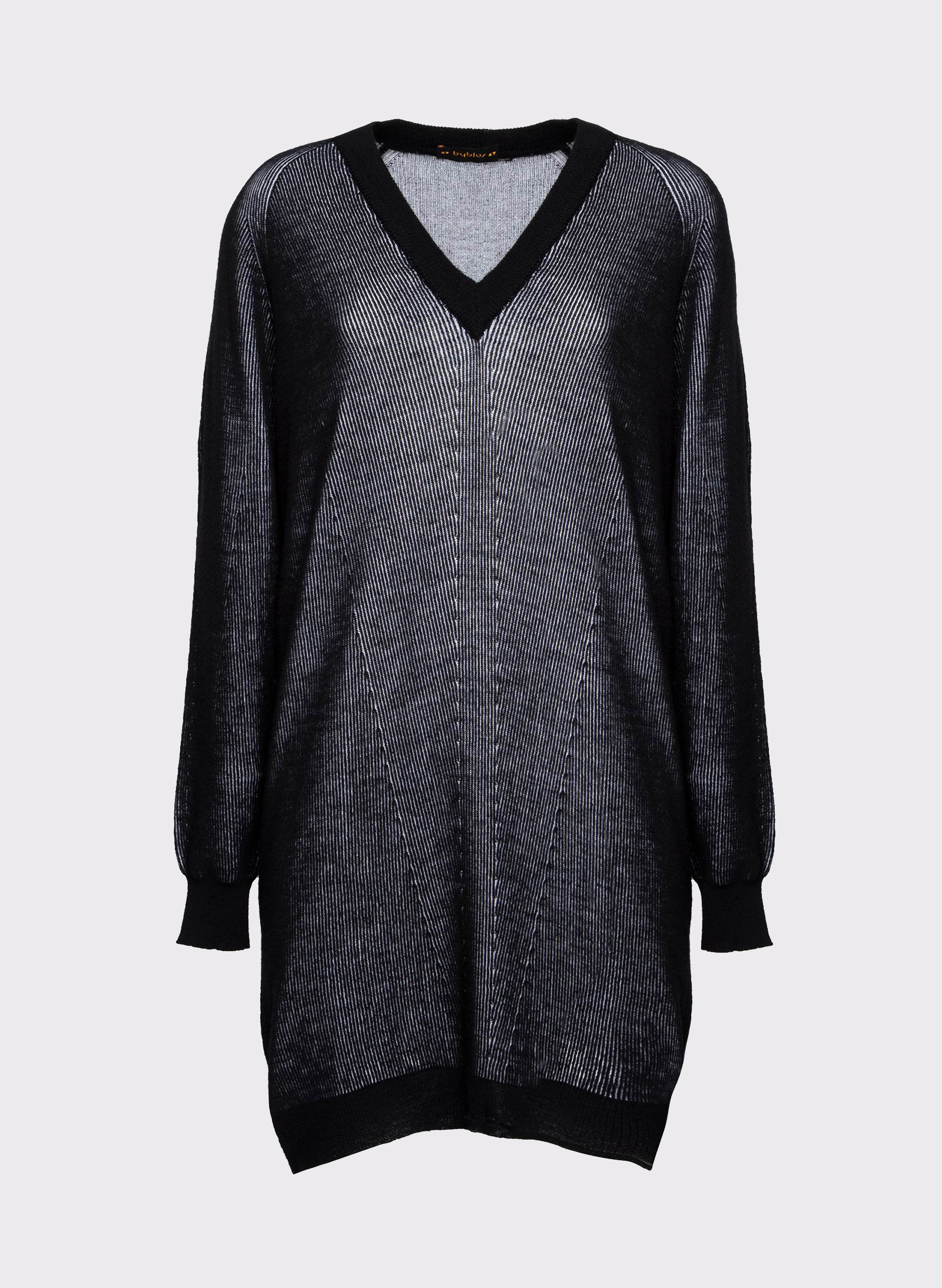 Byblos Knit Lines Maxi Jumper in black - front view