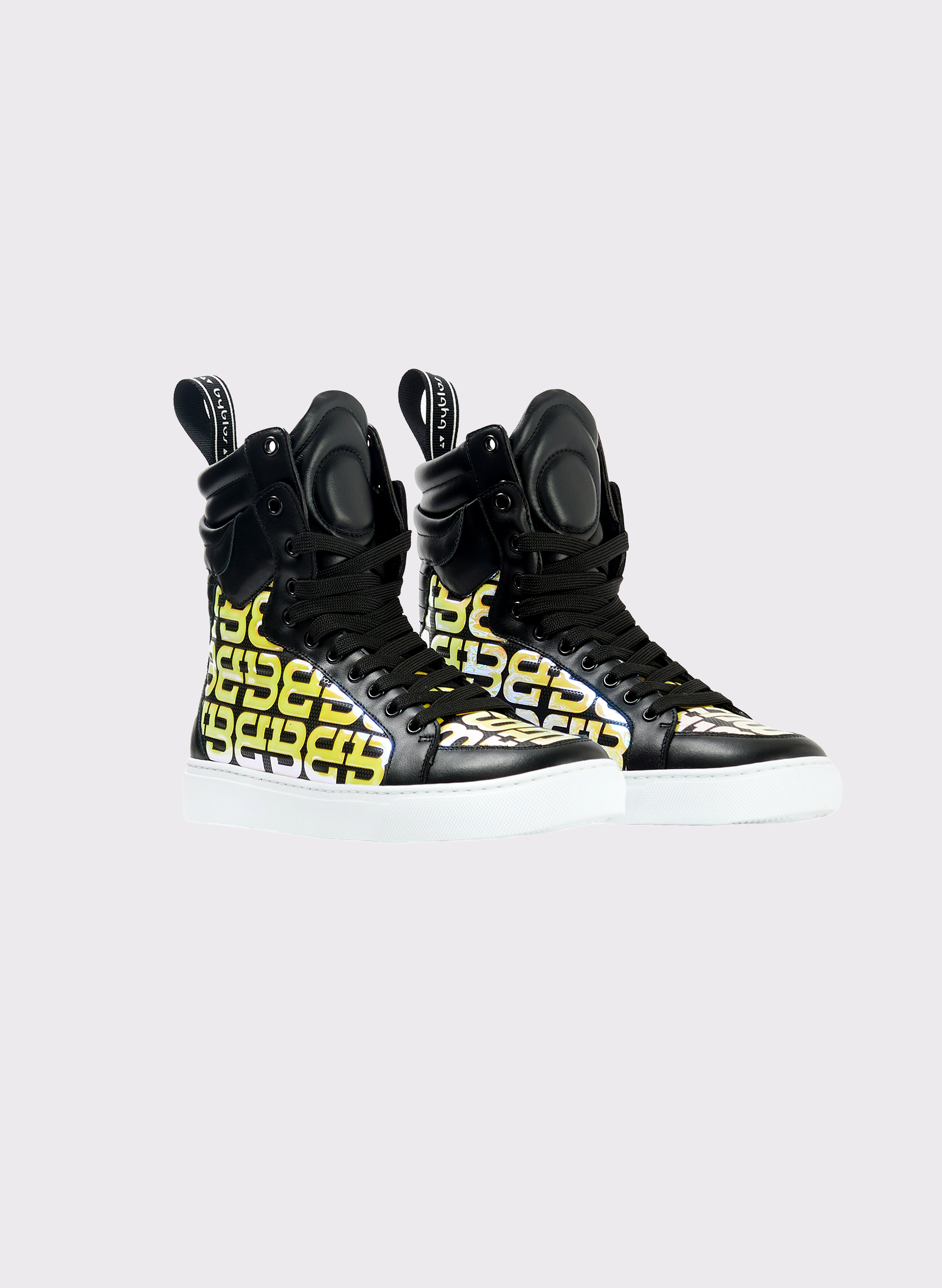 Byblos 3D Logo Iridescent Sneakers in yellow - front view
