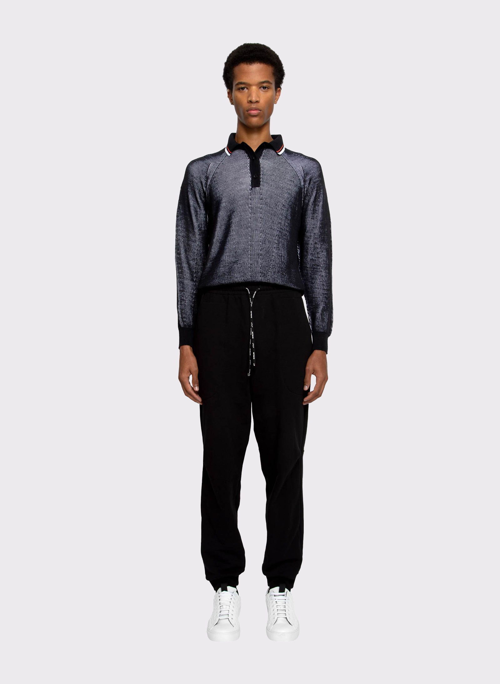 Byblos Knit Lines Maxi Polo in black - back view