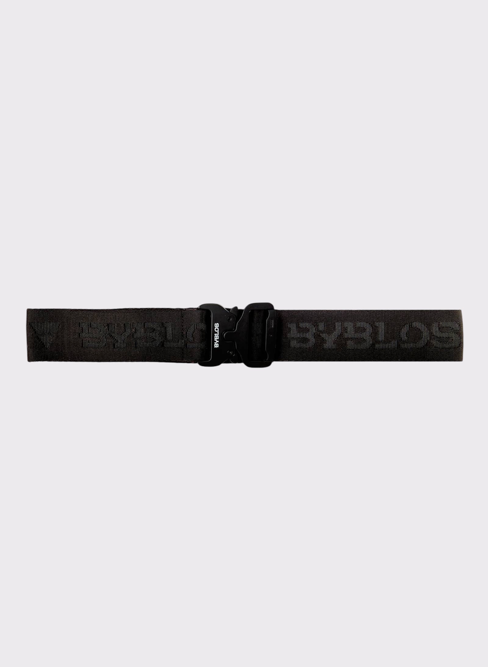 Black belt with a brand logo on a white background