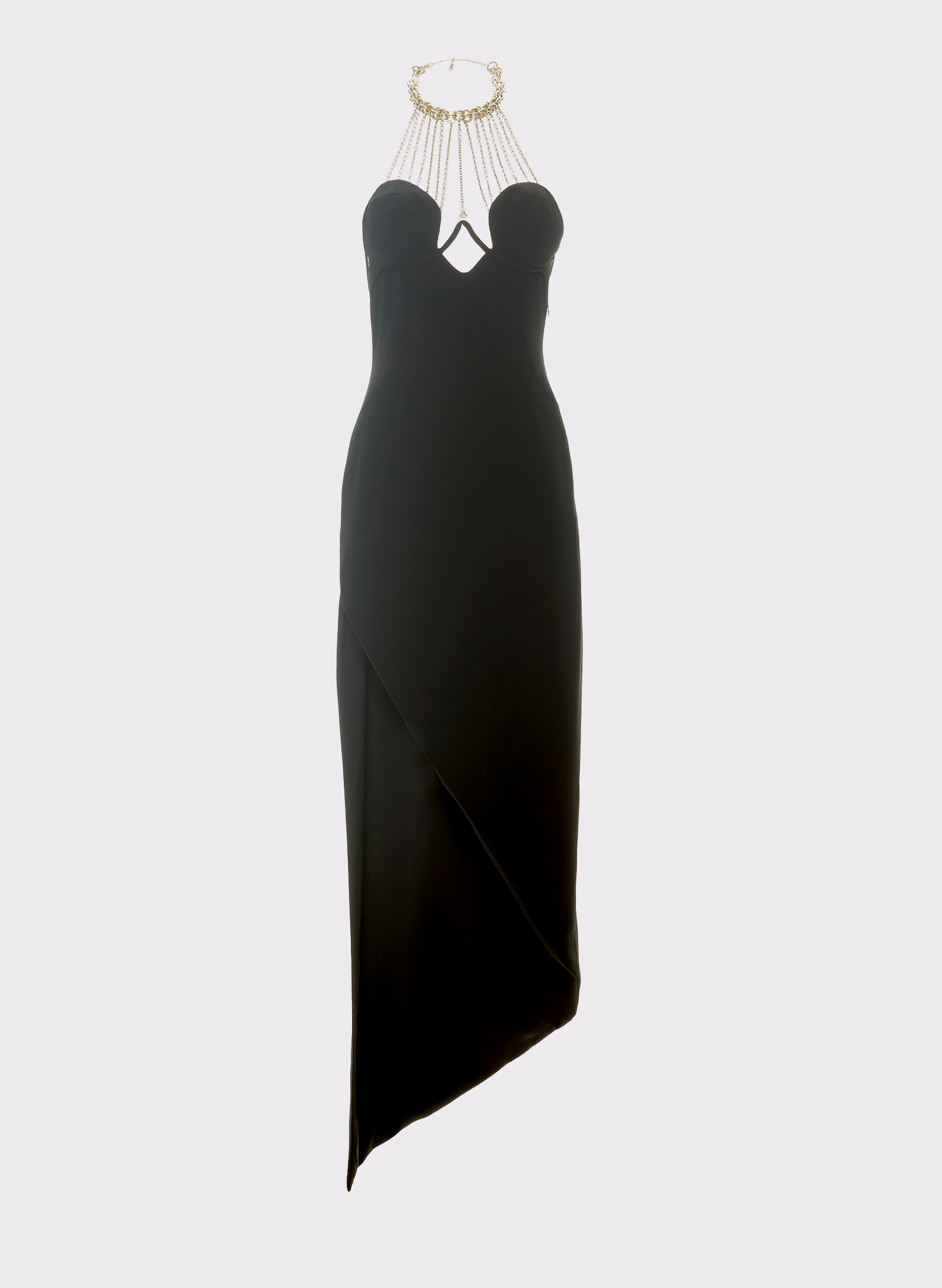 Byblos Multi Chain Long Dress in black - front view