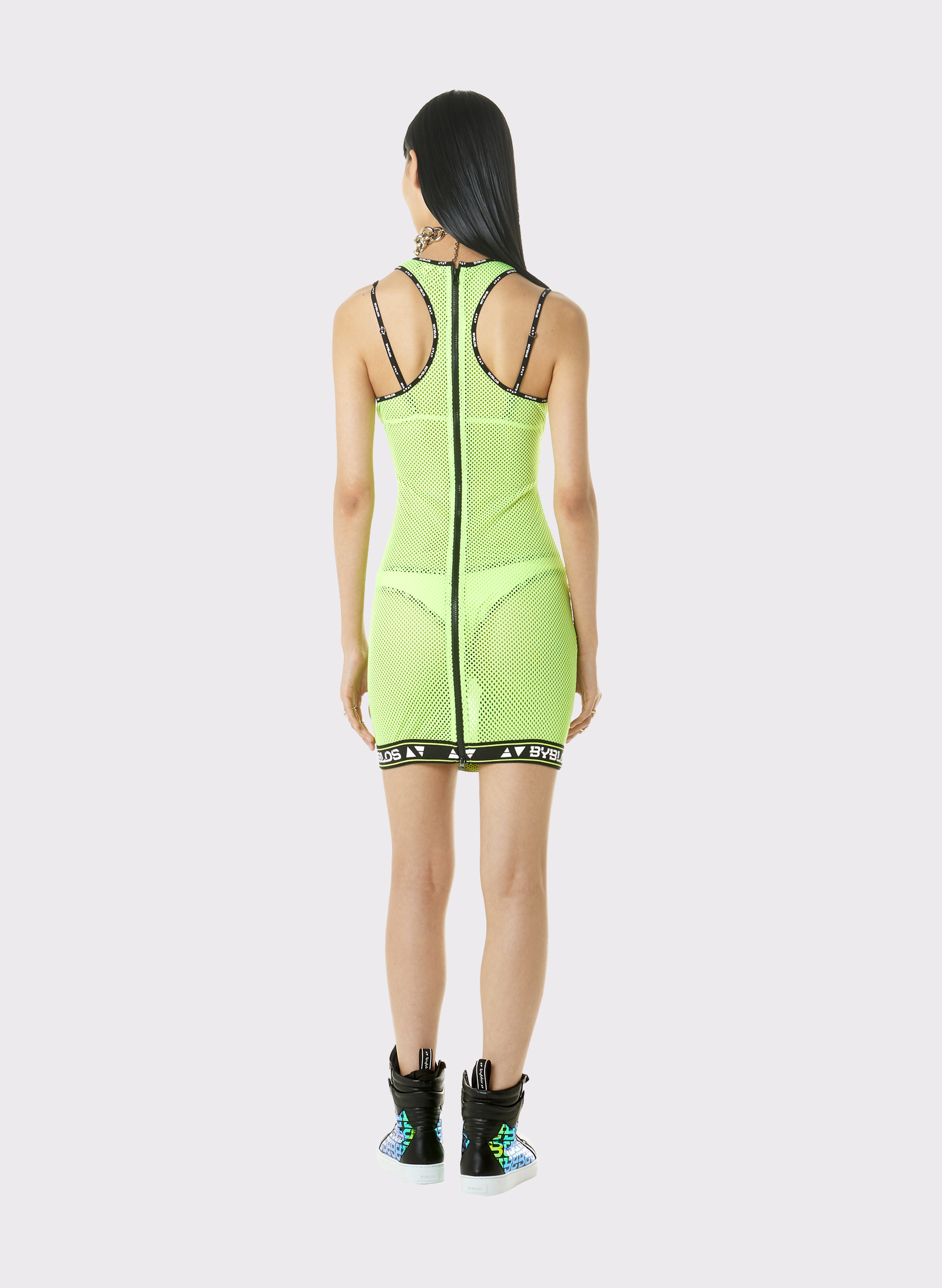 Byblos Sport Net Dress in lime - side view