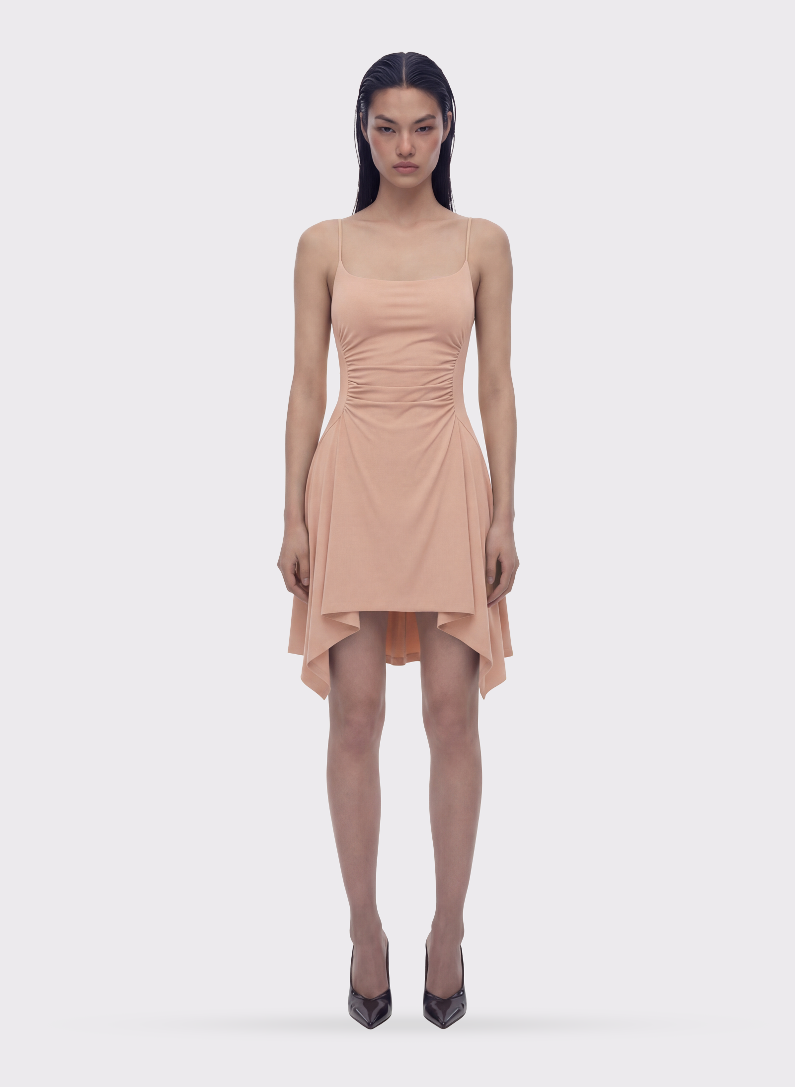 Byblos Foulard Dress in nude - back view