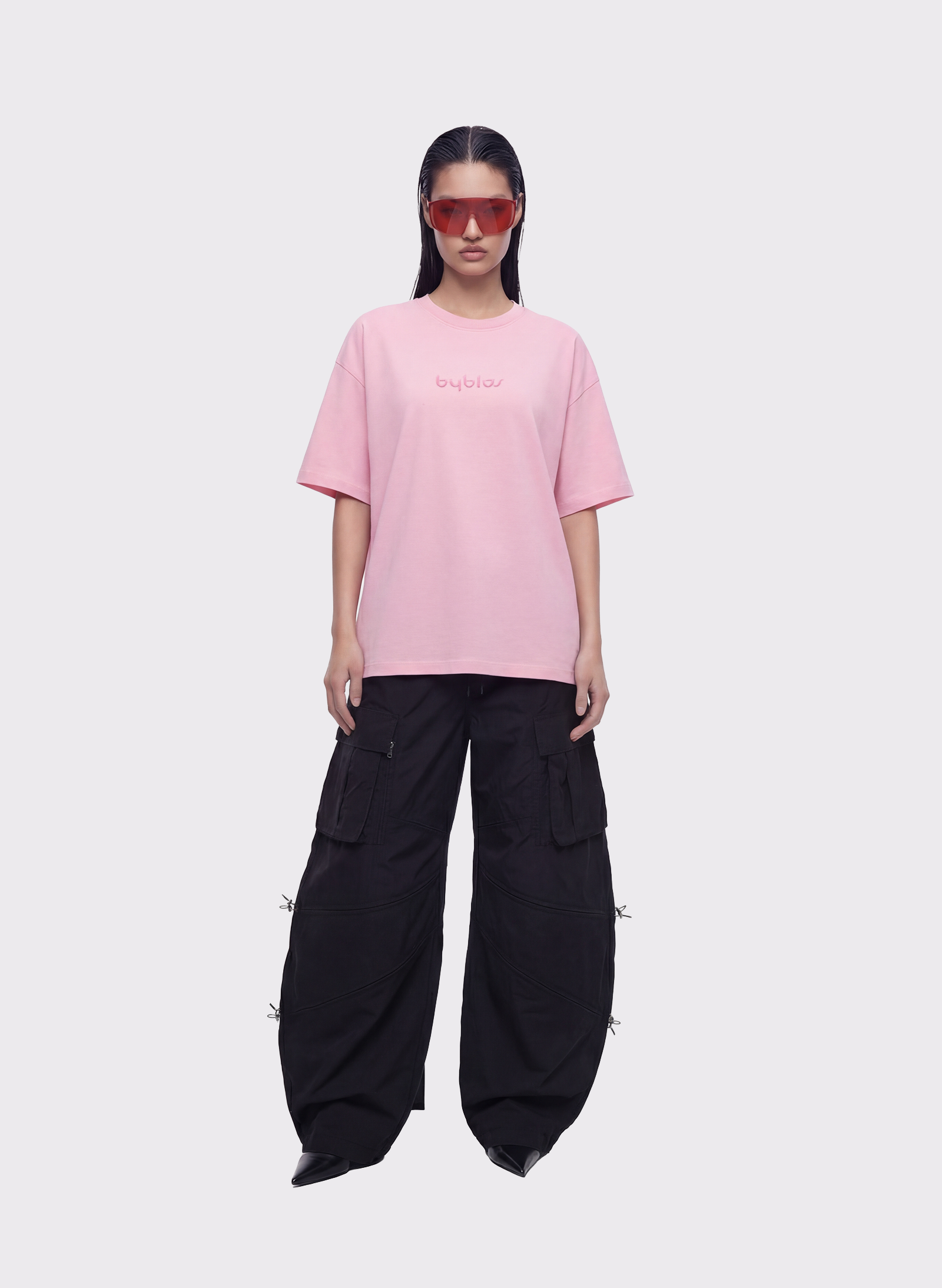 Byblos Oversized Organic Cotton T-Shirt in pink - front view