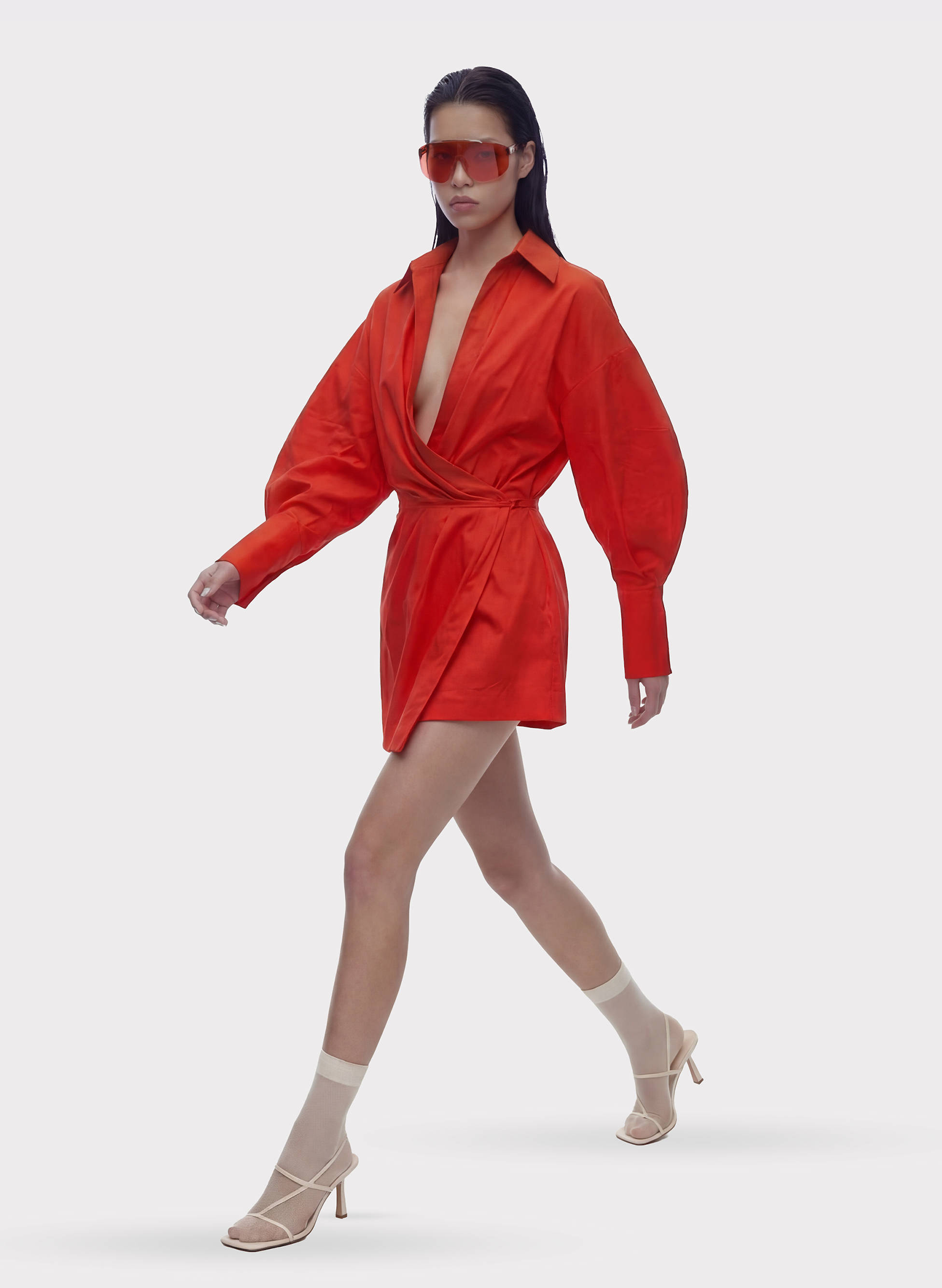 Byblos Asymmetric Chemisier in red - side view