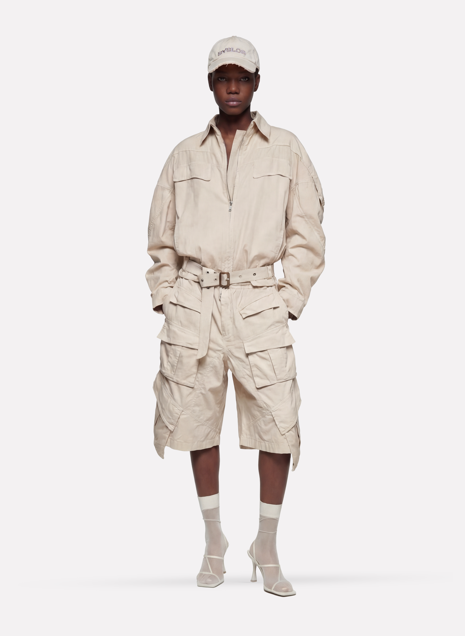 Byblos Bomber Pockets in putty - back view